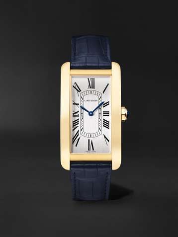 CARTIER Tank Américaine Large Automatic 24.4mm 18-Karat Gold and Alligator Watch, Ref. No. CRWGTA0300