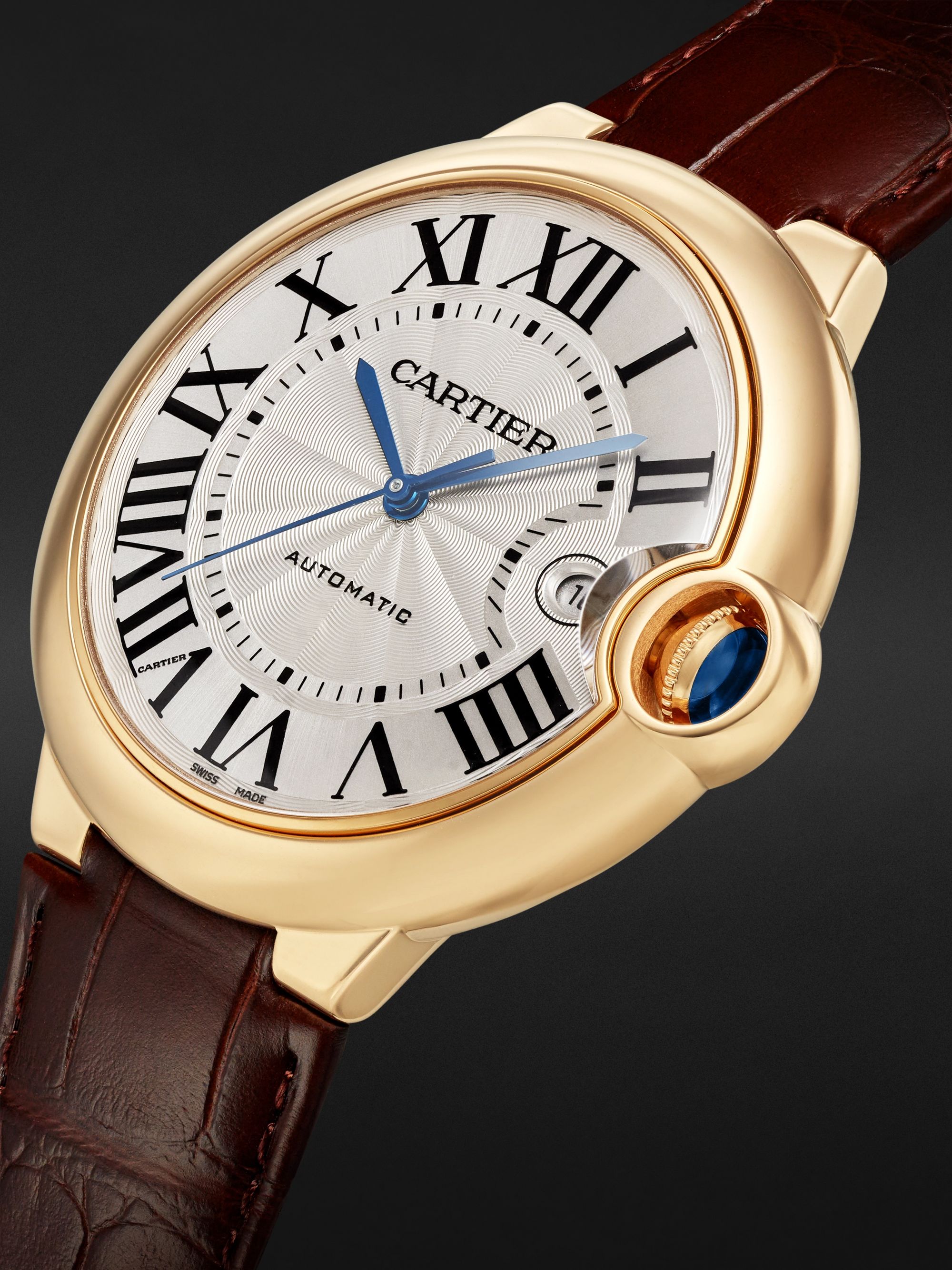 CARTIER Ballon Bleu de Cartier Automatic 42mm 18-Karat Pink Gold and Alligator Watch, Ref. No. CRWGBB0017