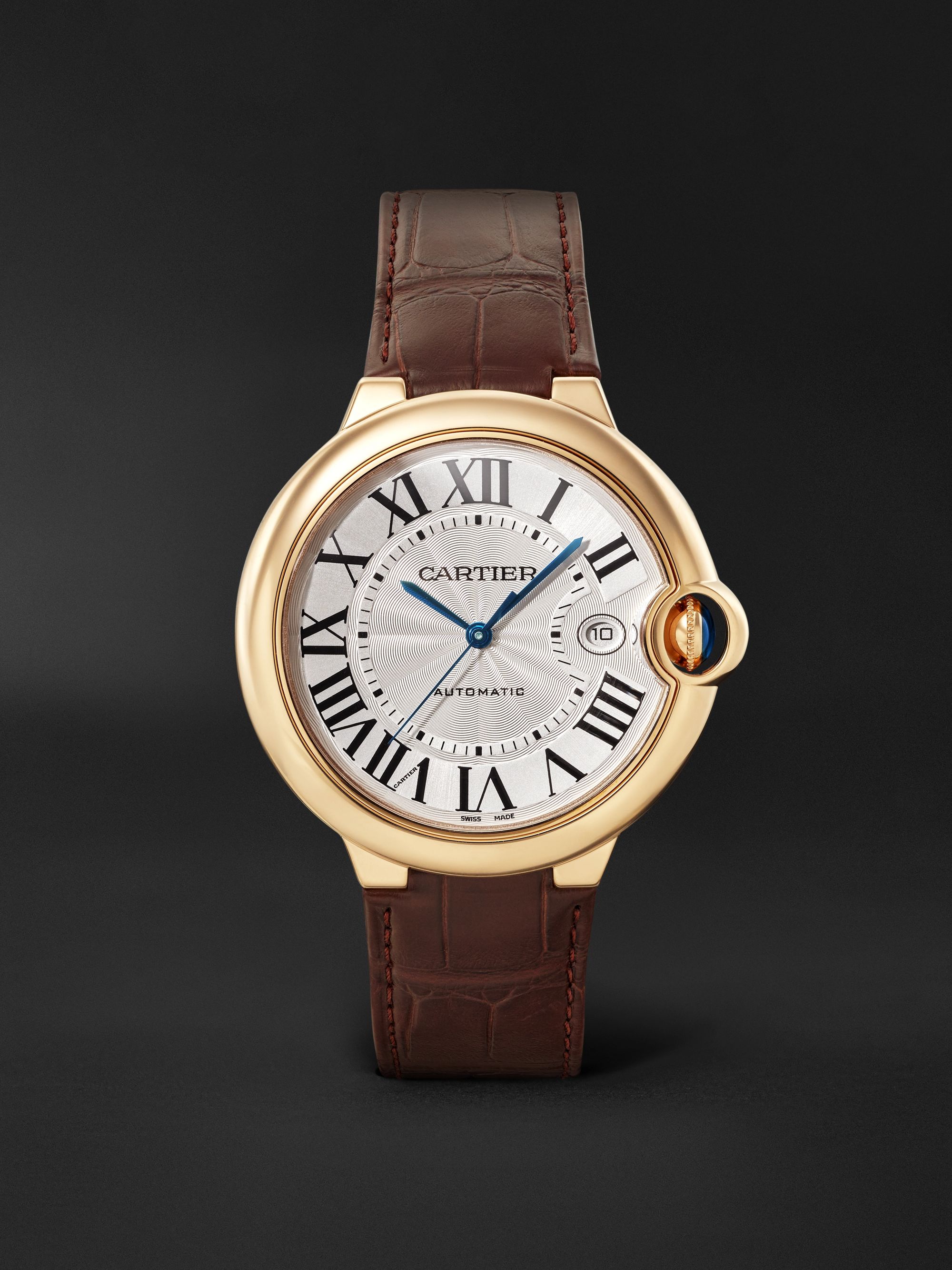 CARTIER Ballon Bleu de Cartier Automatic 42mm 18-Karat Pink Gold and Alligator Watch, Ref. No. CRWGBB0017