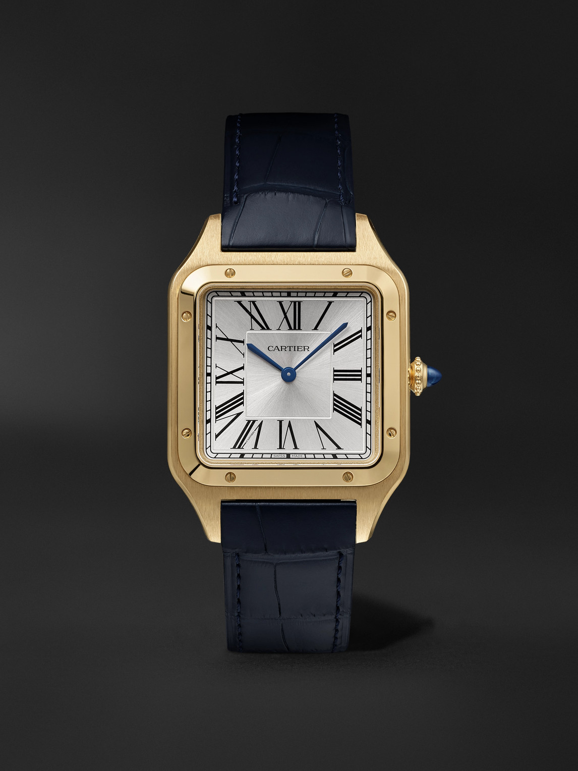 Cartier Santos-Dumont Extra-Large Hand-Wound 46.6mm 18-Karat Gold and Alligator Watch, Ref. No. CRWGSA0108 - Men