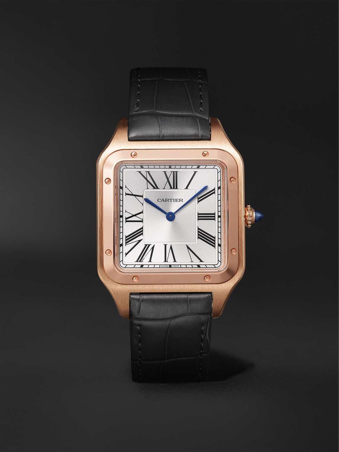 Cartier Santos-Dumont Extra-Large 46.6mm 18-Karat Rose Gold and Alligator Watch, Ref. No. CRWGSA0032 - Men