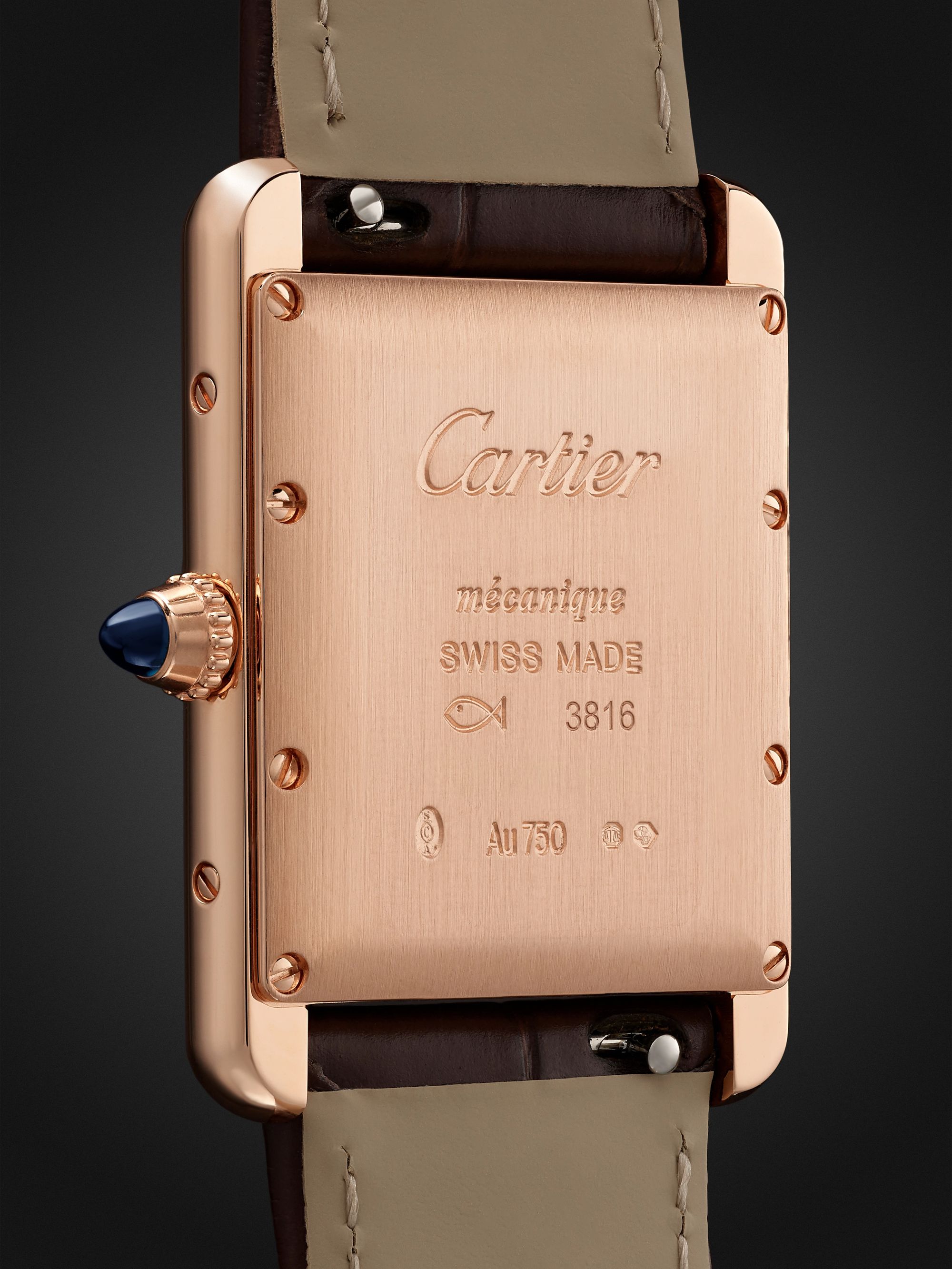 CARTIER Tank Louis Cartier 34mm 18-Karat Rose Gold and Alligator Watch