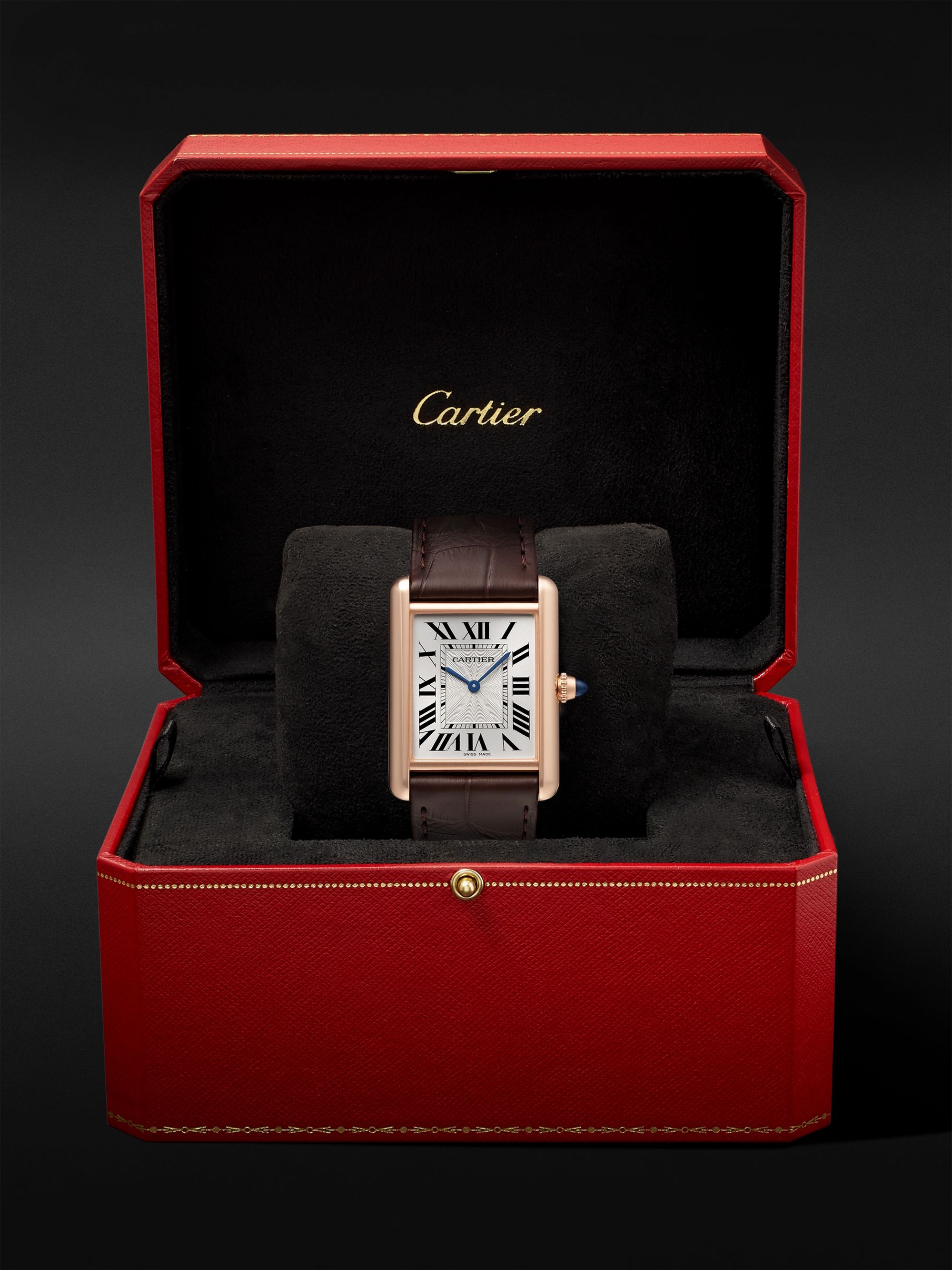CARTIER Tank Louis Cartier 34mm 18-Karat Rose Gold and Alligator Watch