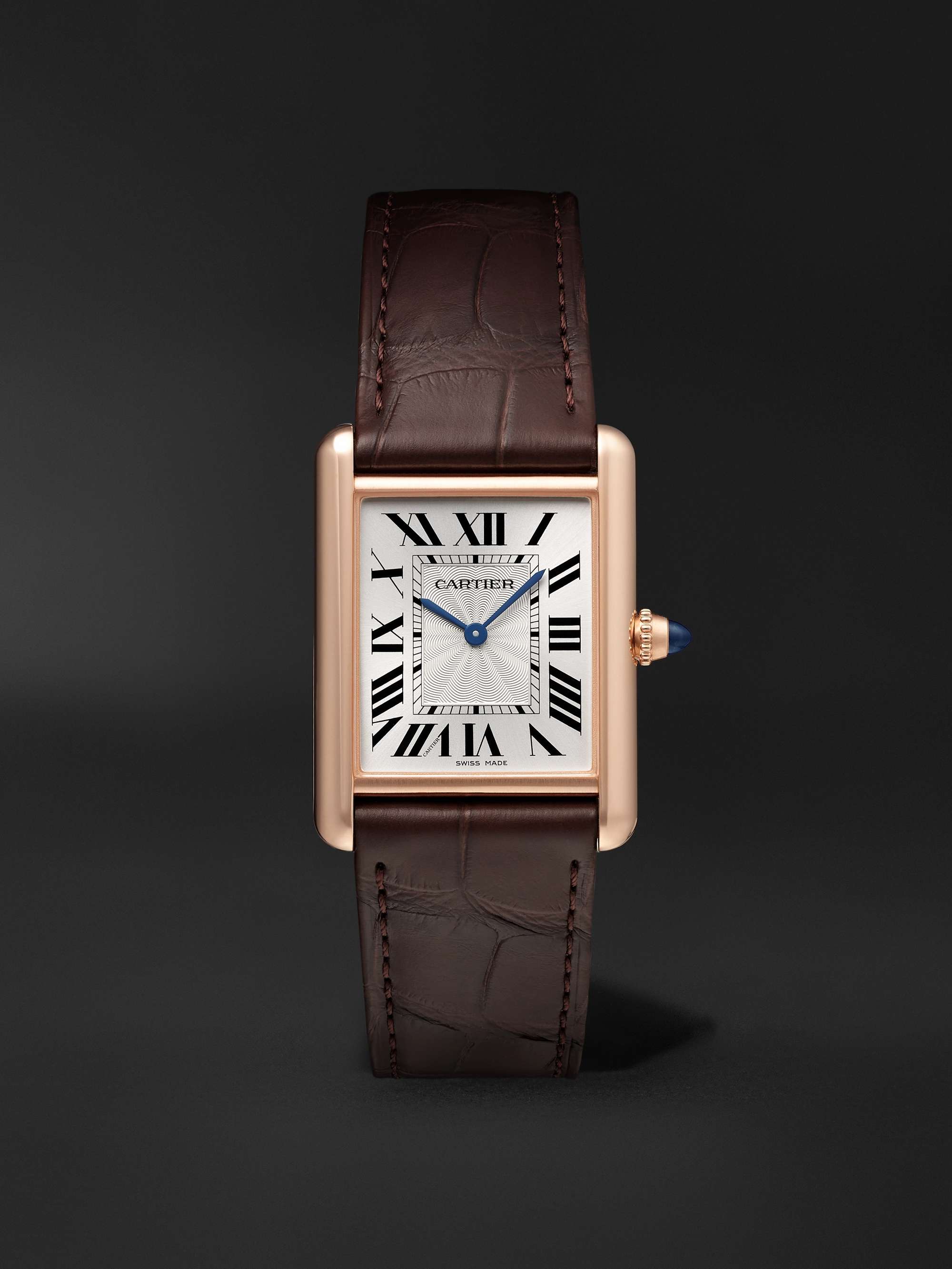 CARTIER Tank Louis Cartier 22mm 18-Karat Gold and Alligator Watch