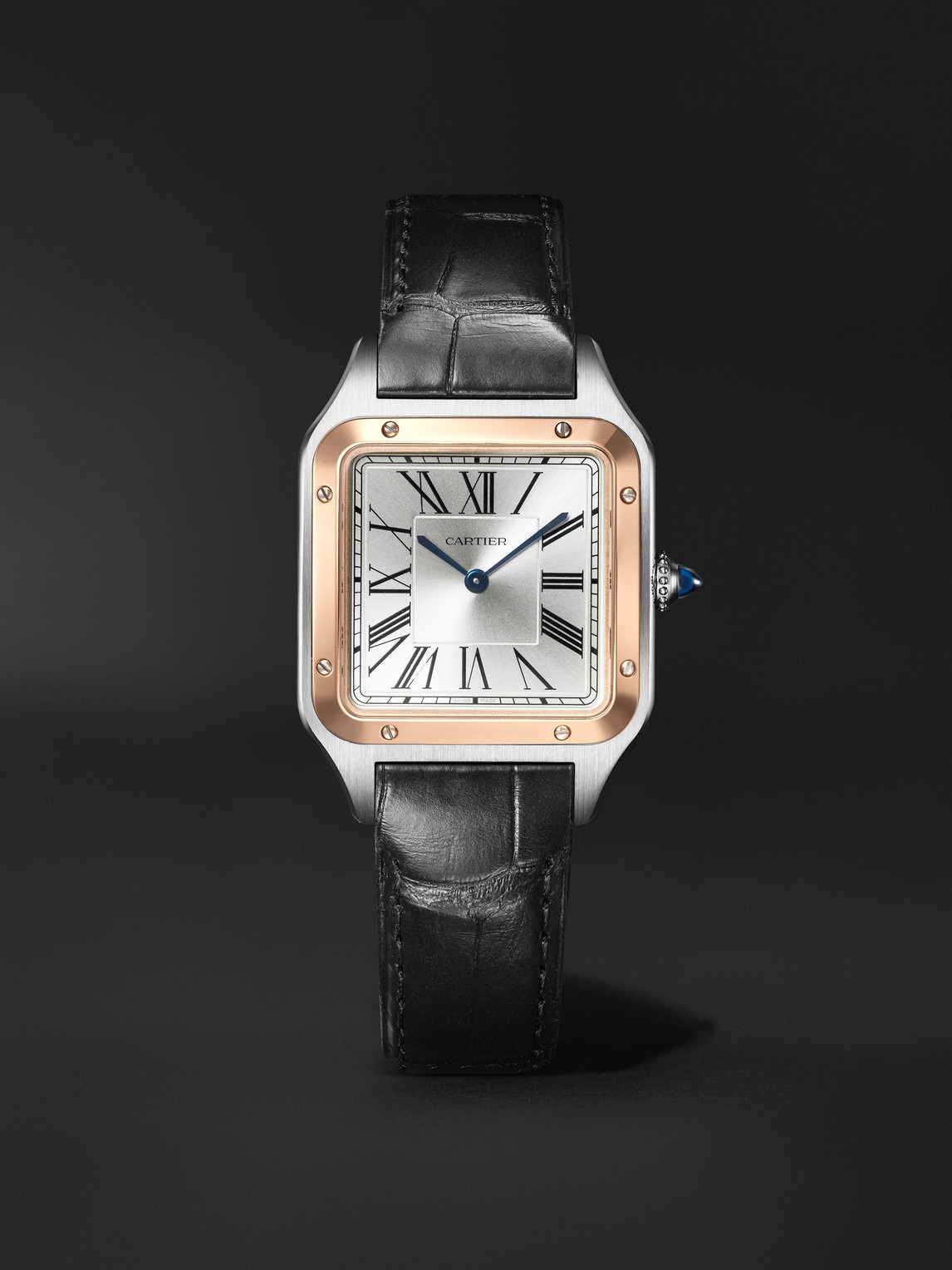 Cartier Santos-Dumont Large 43.5mm 18-Karat Rose Gold, Stainless Steel and Alligator Watch, Ref. No. CRW2SA0037 - Men