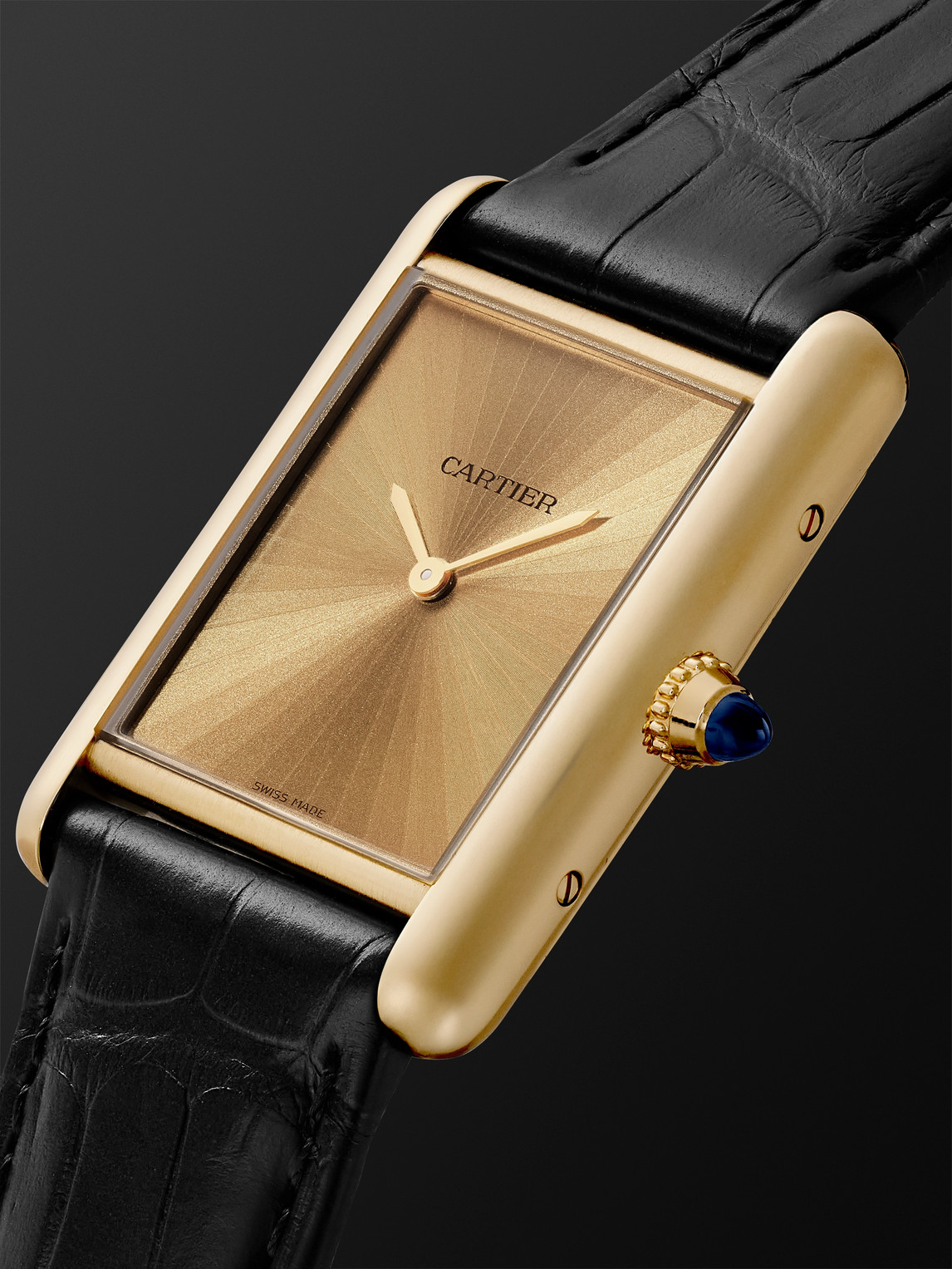  Cartier - Tank Louis Cartier Medium Automatic 33.7mm 18-karat Gold And Alligator Watch, Ref. No. Crwgta0211 - Men - Gold 