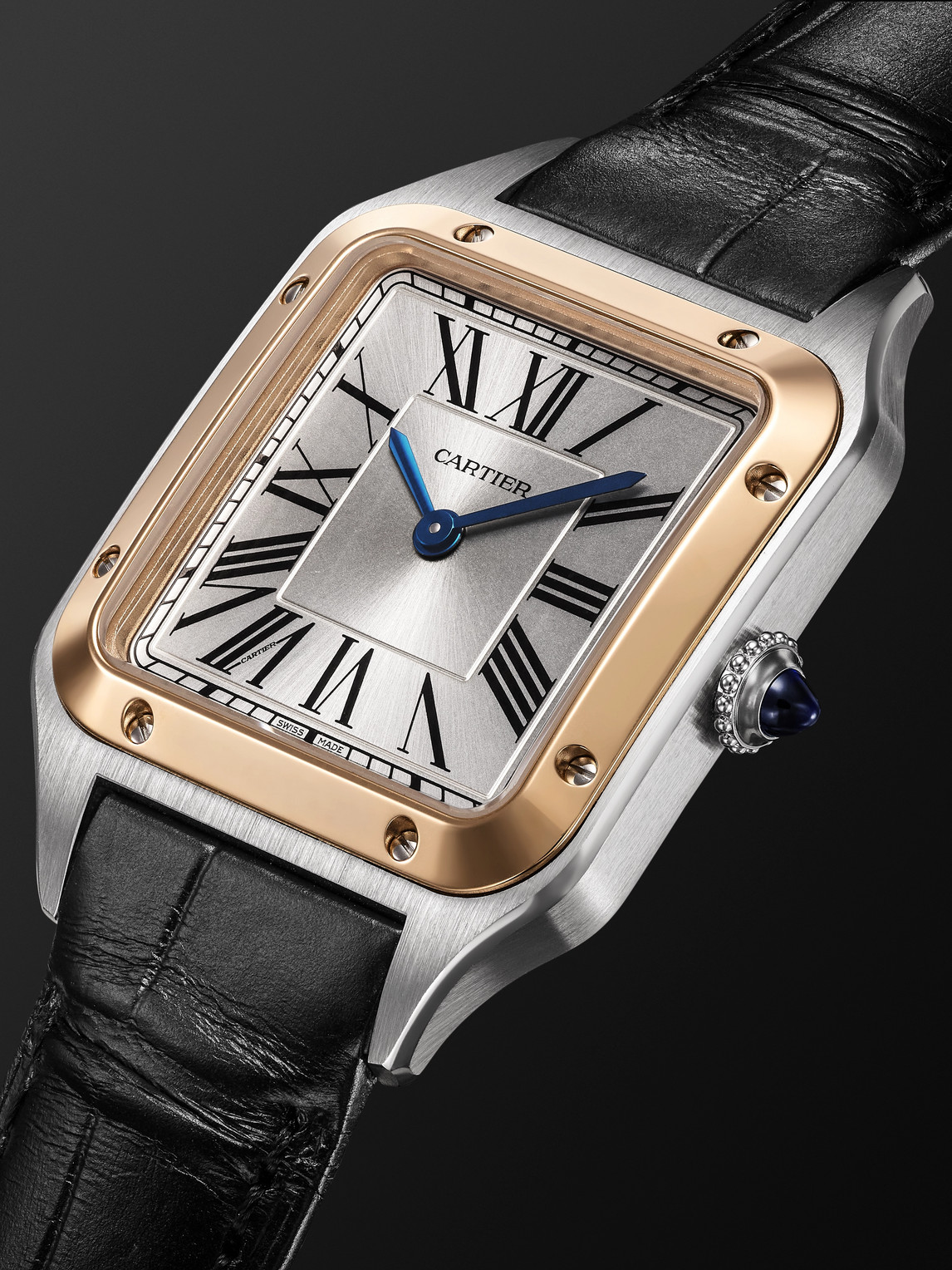  Cartier - Santos-dumont Small 38mm 18-karat Rose Gold, Stainless Steel And Alligator Watch, Ref. No. W2sa0038 - Men - Gray 