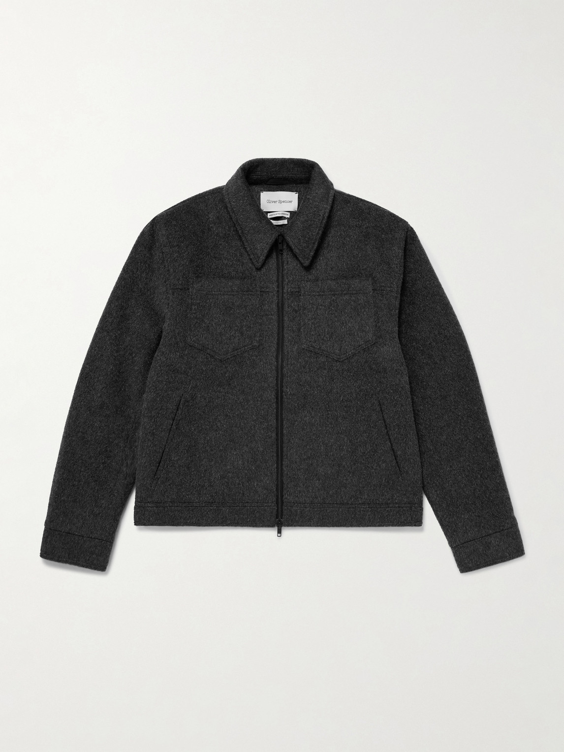 Oliver Spencer Norton Brushed Recycled Wool-blend Jacket In Black