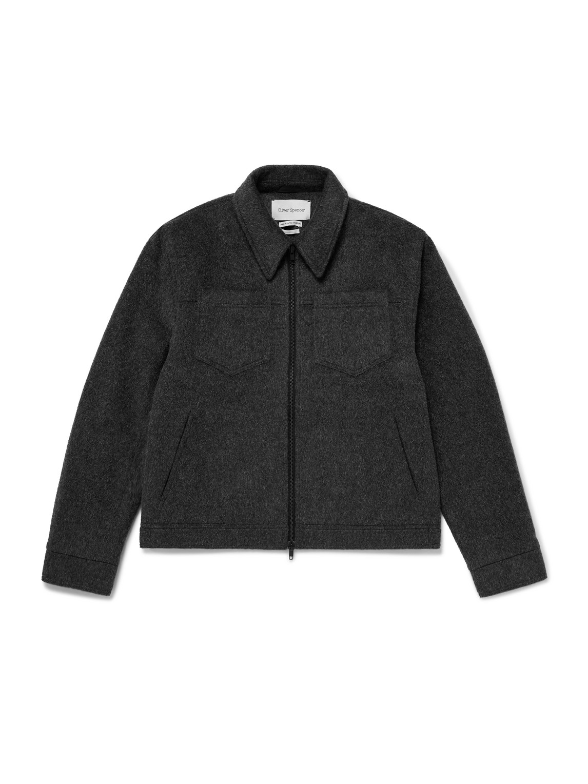 Oliver Spencer Norton Brushed Recycled Wool-blend Jacket In Black
