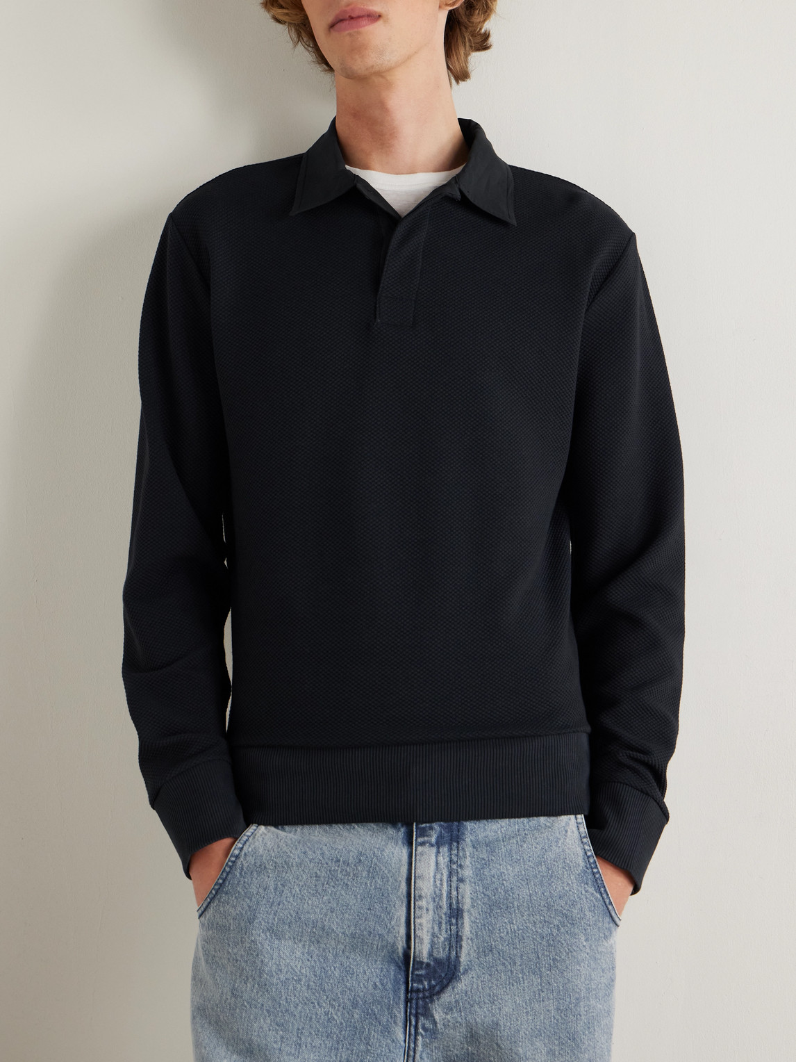 Oliver Spencer Organic Cotton-blend Polo Shirt In Blue