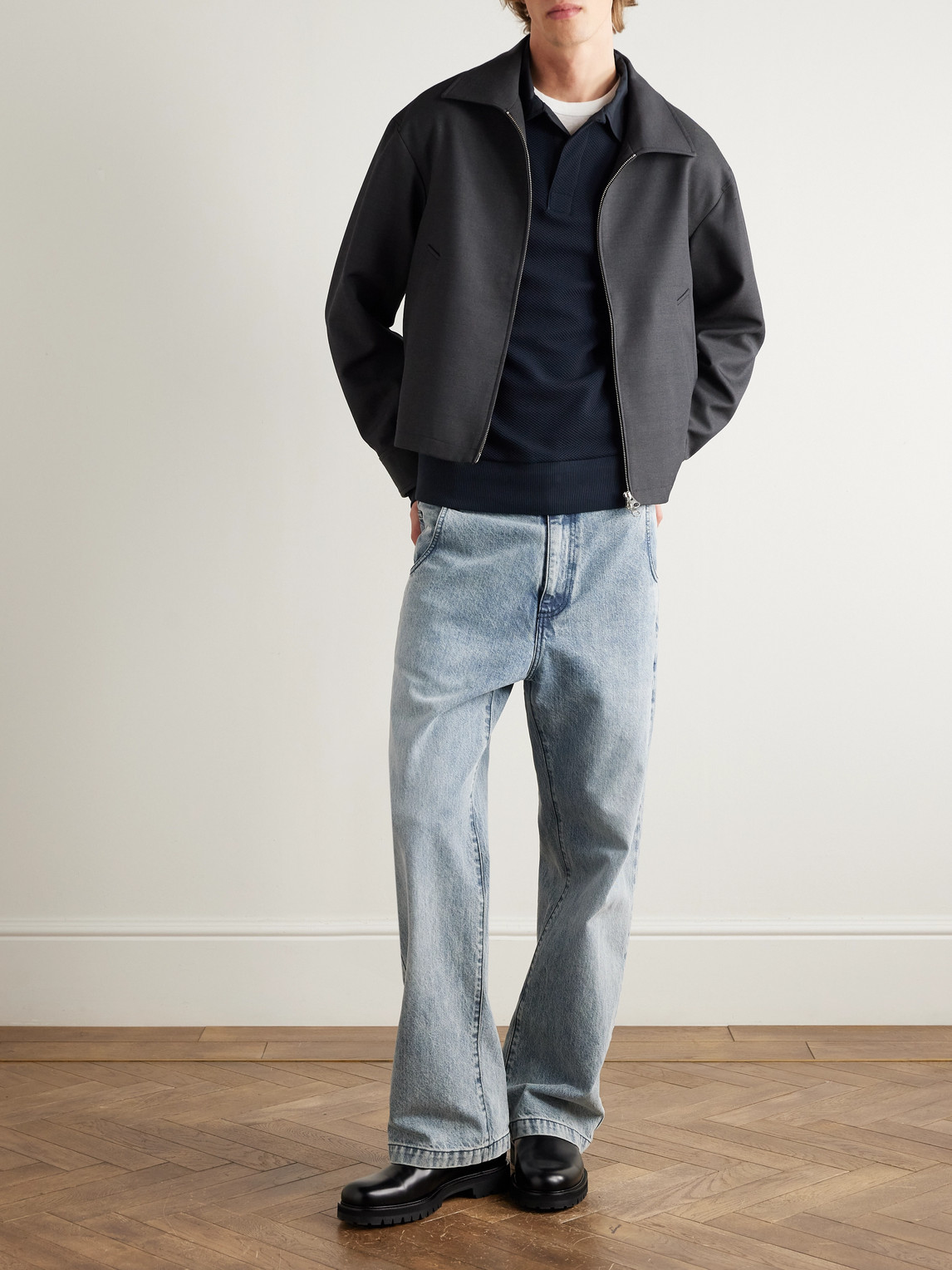 Oliver Spencer Organic Cotton-blend Polo Shirt In Blue