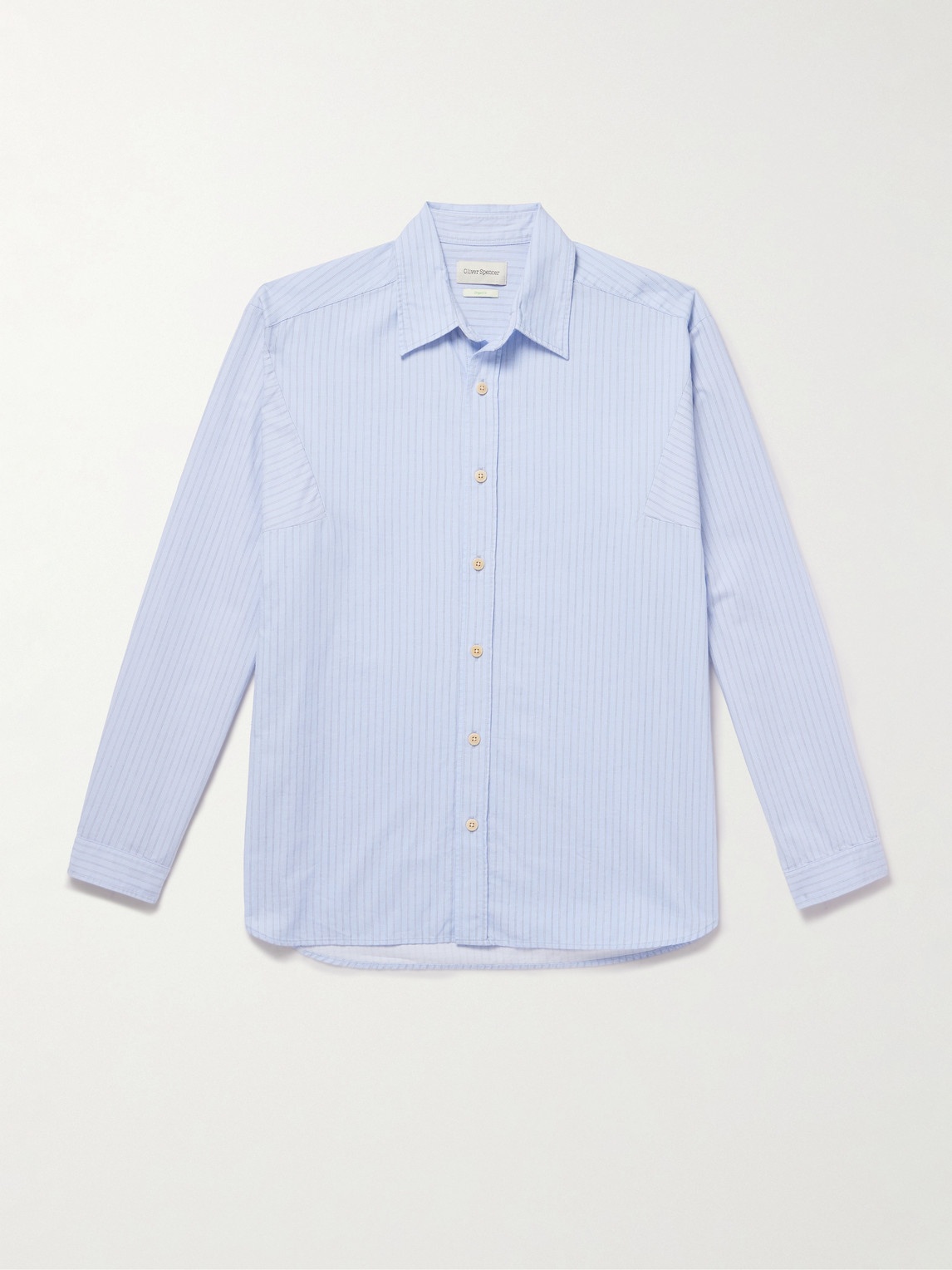 Oliver Spencer Garrison Striped Organic Cotton Shirt In Blue
