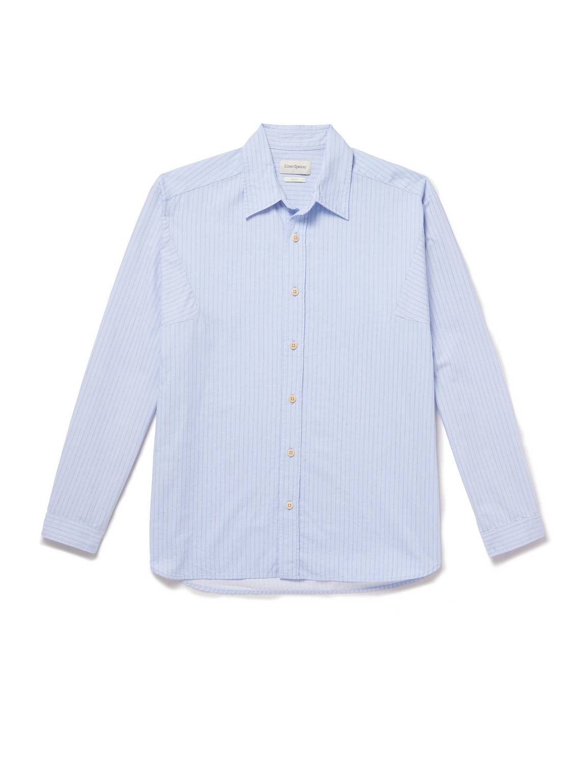 Oliver Spencer Garrison Striped Organic Cotton Shirt In Blue