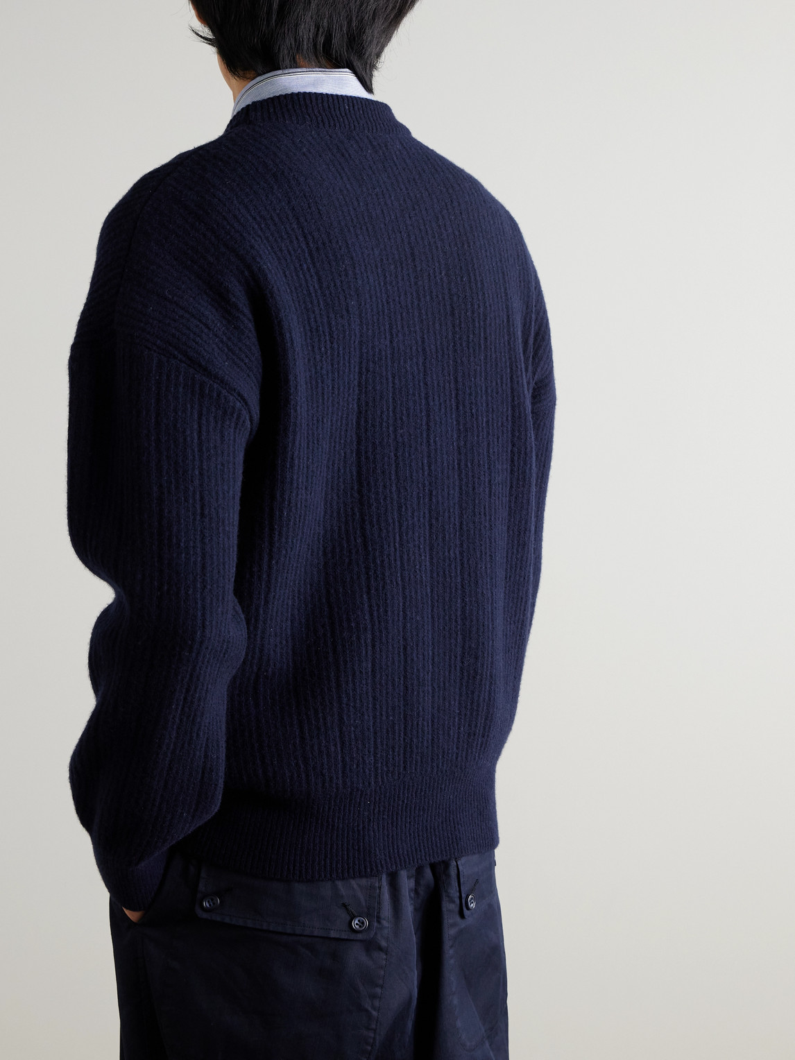  Oliver Spencer - Burley Ribbed Wool Sweater - Men - Blue - S 