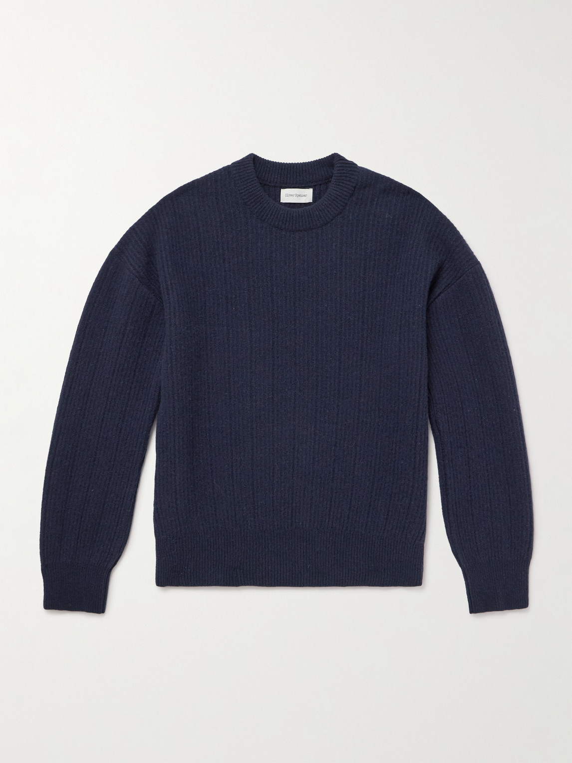 Oliver Spencer Burley Ribbed Wool Sweater In Blue