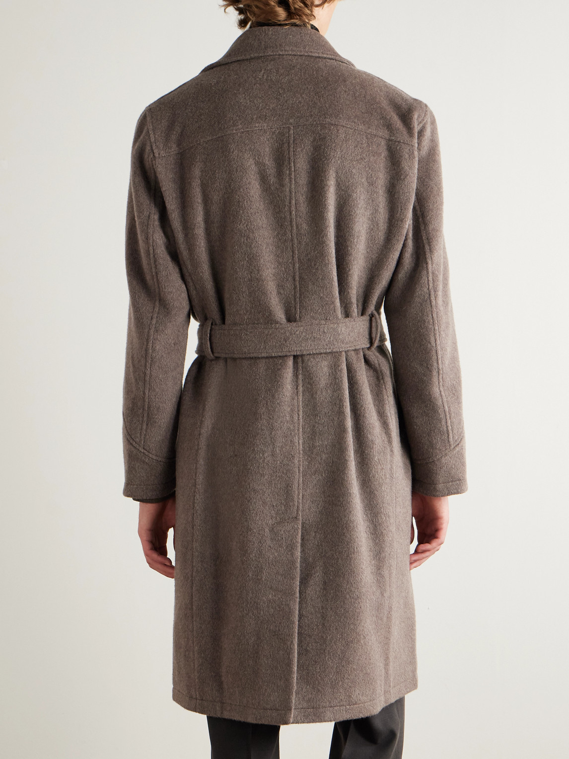 Oliver Spencer Double-breasted Recycled Wool-blend Coat In Brown