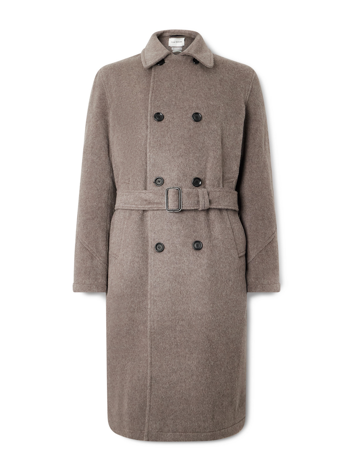 Oliver Spencer Double-breasted Recycled Wool-blend Coat In Brown