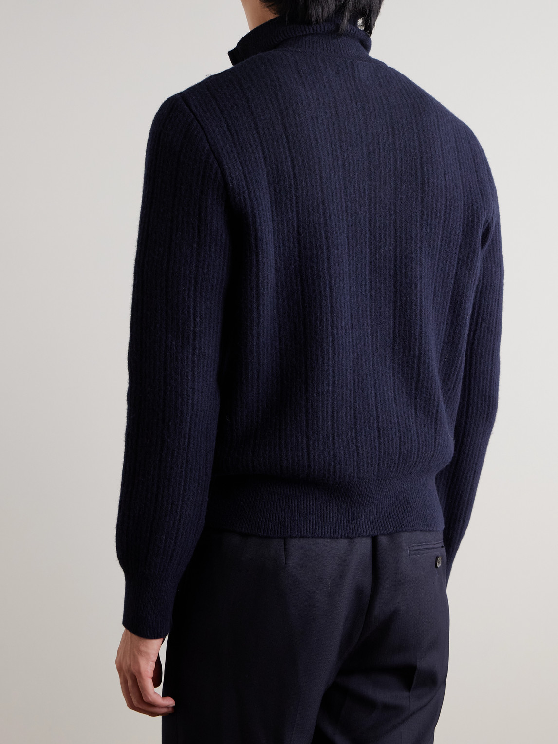  Oliver Spencer - Kilbrdige Ribbed Wool Zip-up Cardigan - Men - Blue - S 