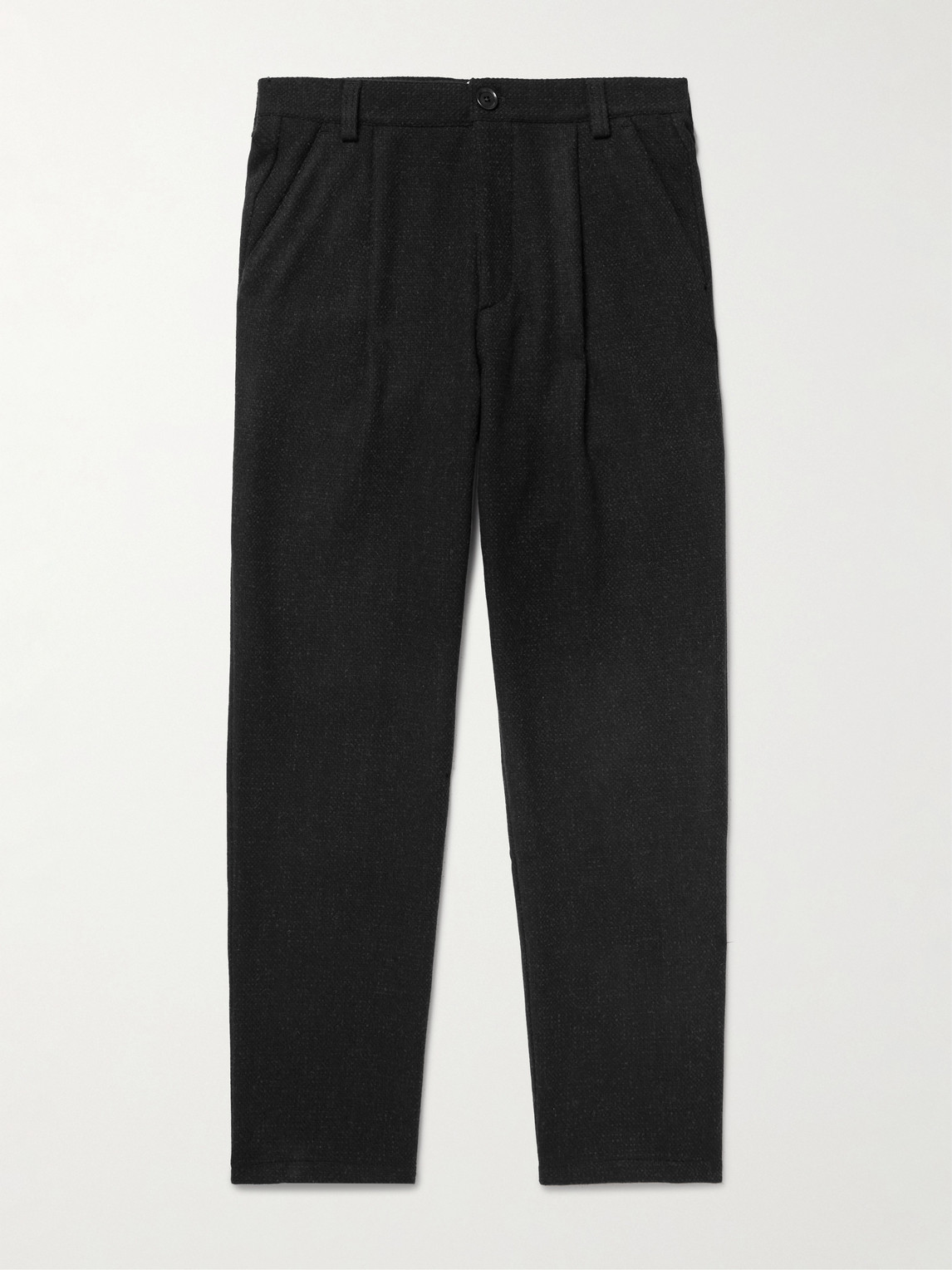 Oliver Spencer Morton Straight-leg Pleated Cotton-blend Suit Trousers In Black