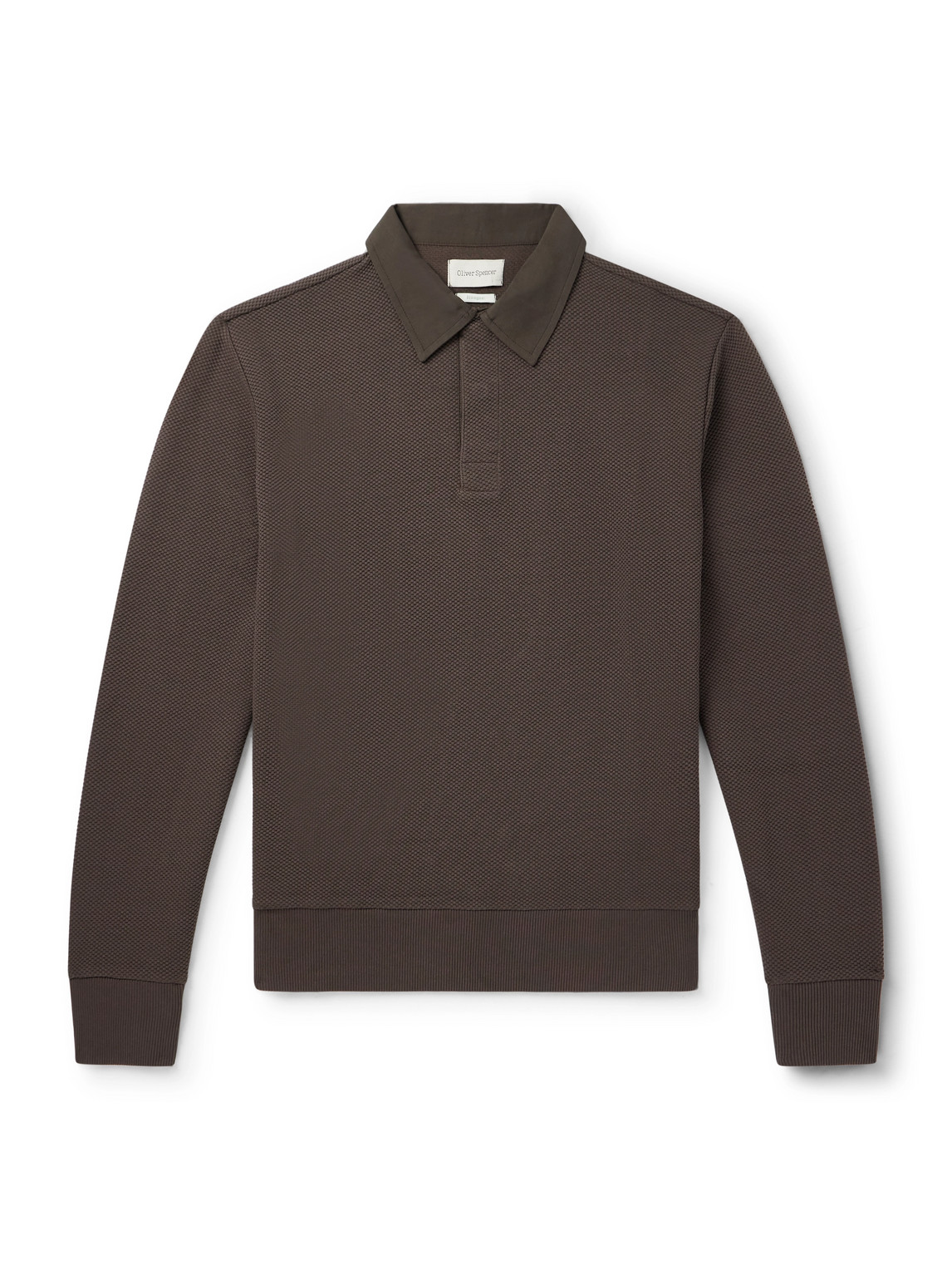 Oliver Spencer Organic Cotton-blend Polo Shirt In Brown