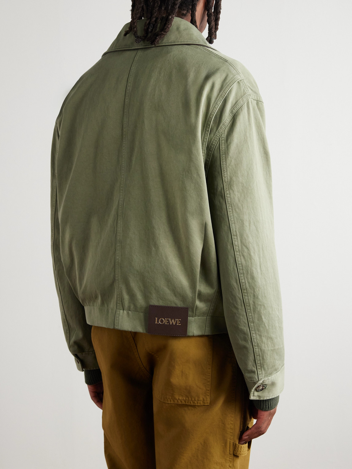 Loewe Garment-dyed Cotton Jacket In Green