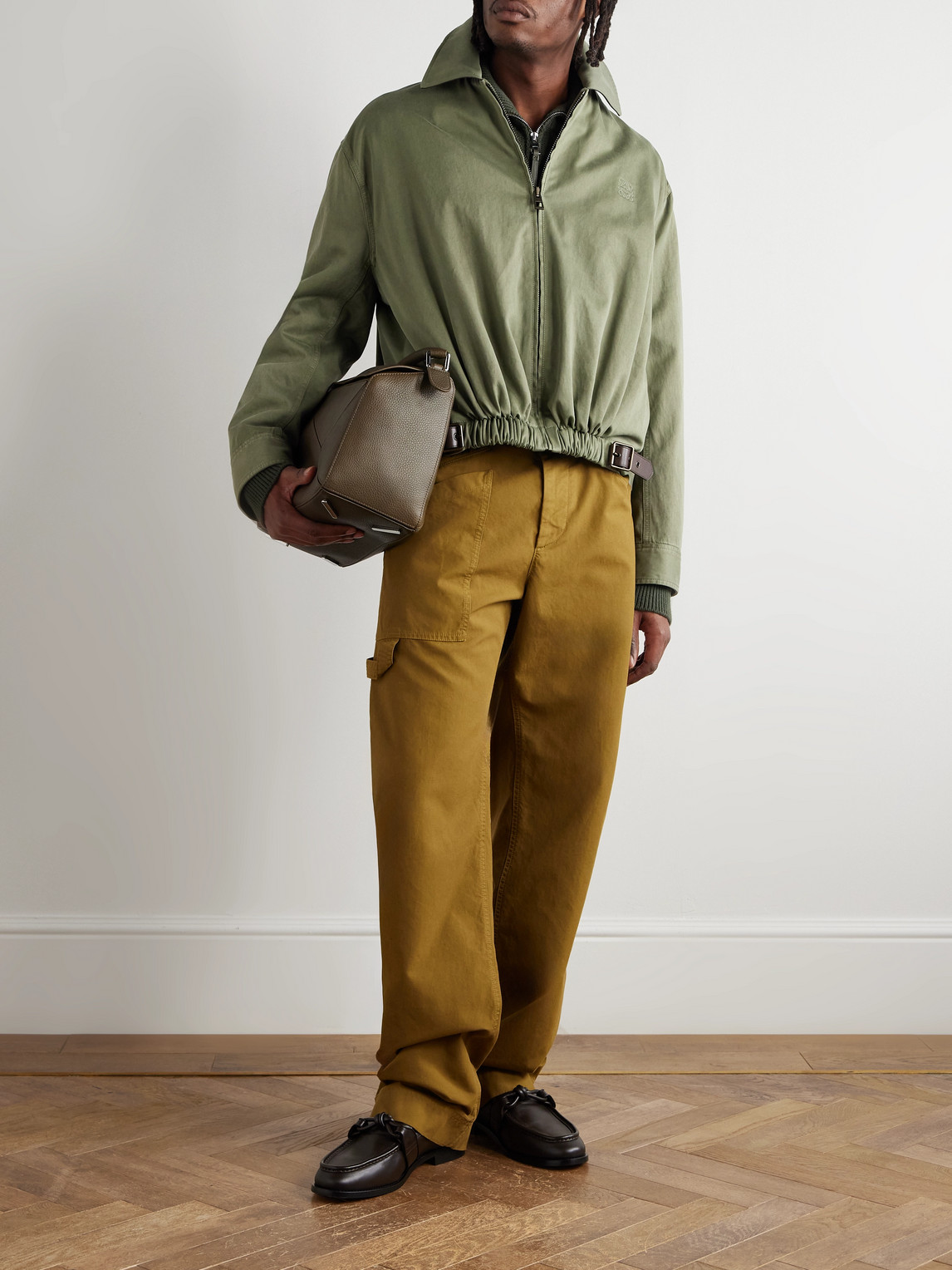 Loewe Garment-dyed Cotton Jacket In Green