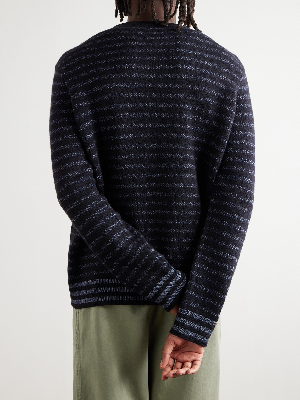Loewe Striped Logo-embroidered Sweater In Blue