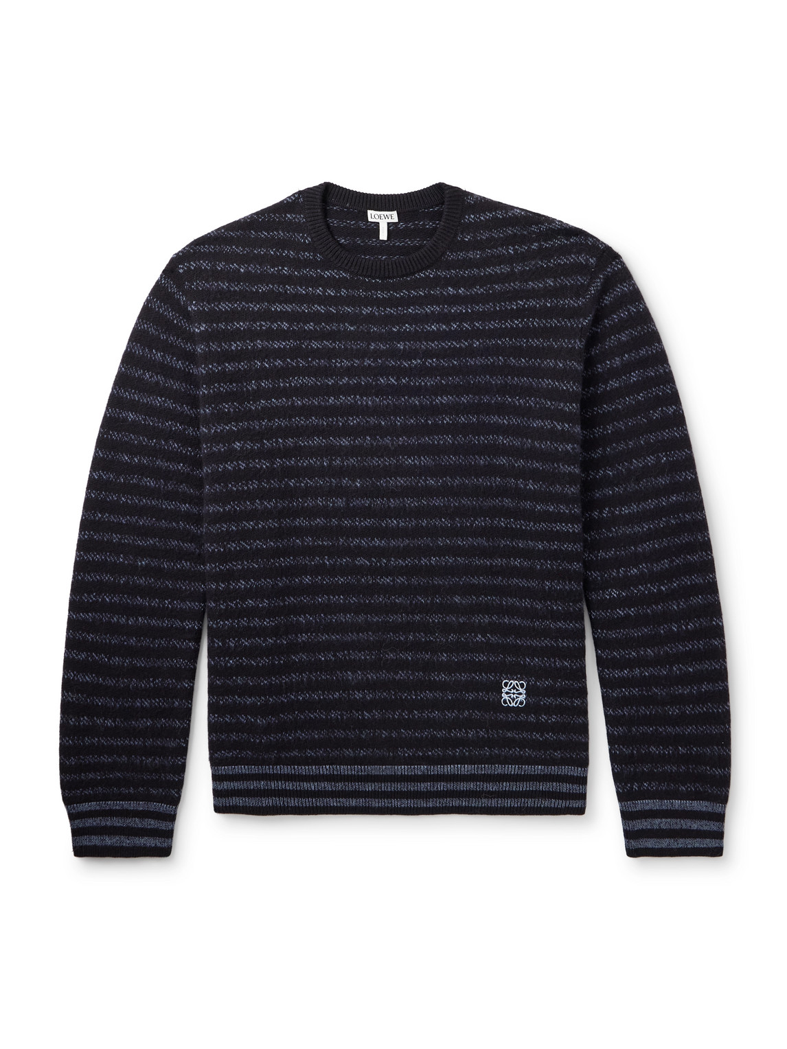 Loewe Striped Logo-embroidered Sweater In Blue