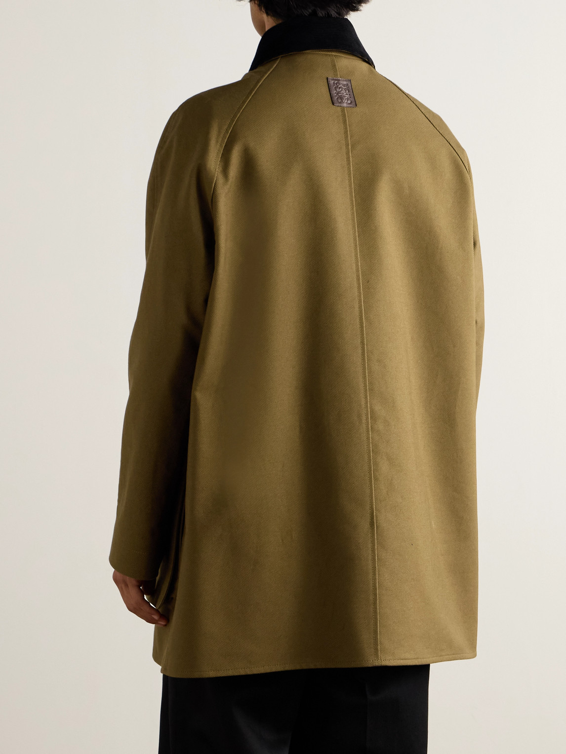 Loewe Trapeze Corduroy-trimmed Cotton-drill Jacket In Brown