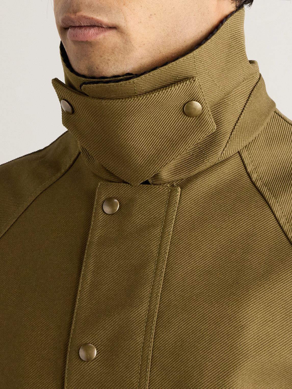 Loewe Trapeze Corduroy-trimmed Cotton-drill Jacket In Brown