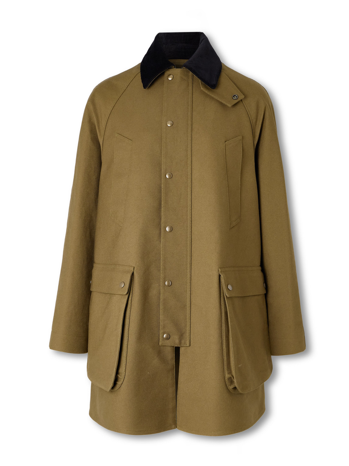 Loewe Trapeze Corduroy-trimmed Cotton-drill Jacket In Brown