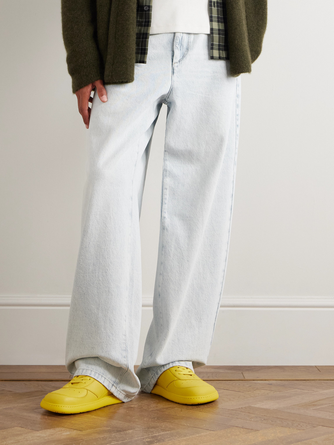 Loewe Men Jambo Leather Sneakers In Yellow