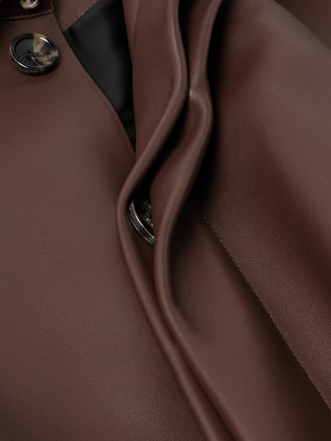 Loewe Belted Two-tone Panelled Leather Coat In Black