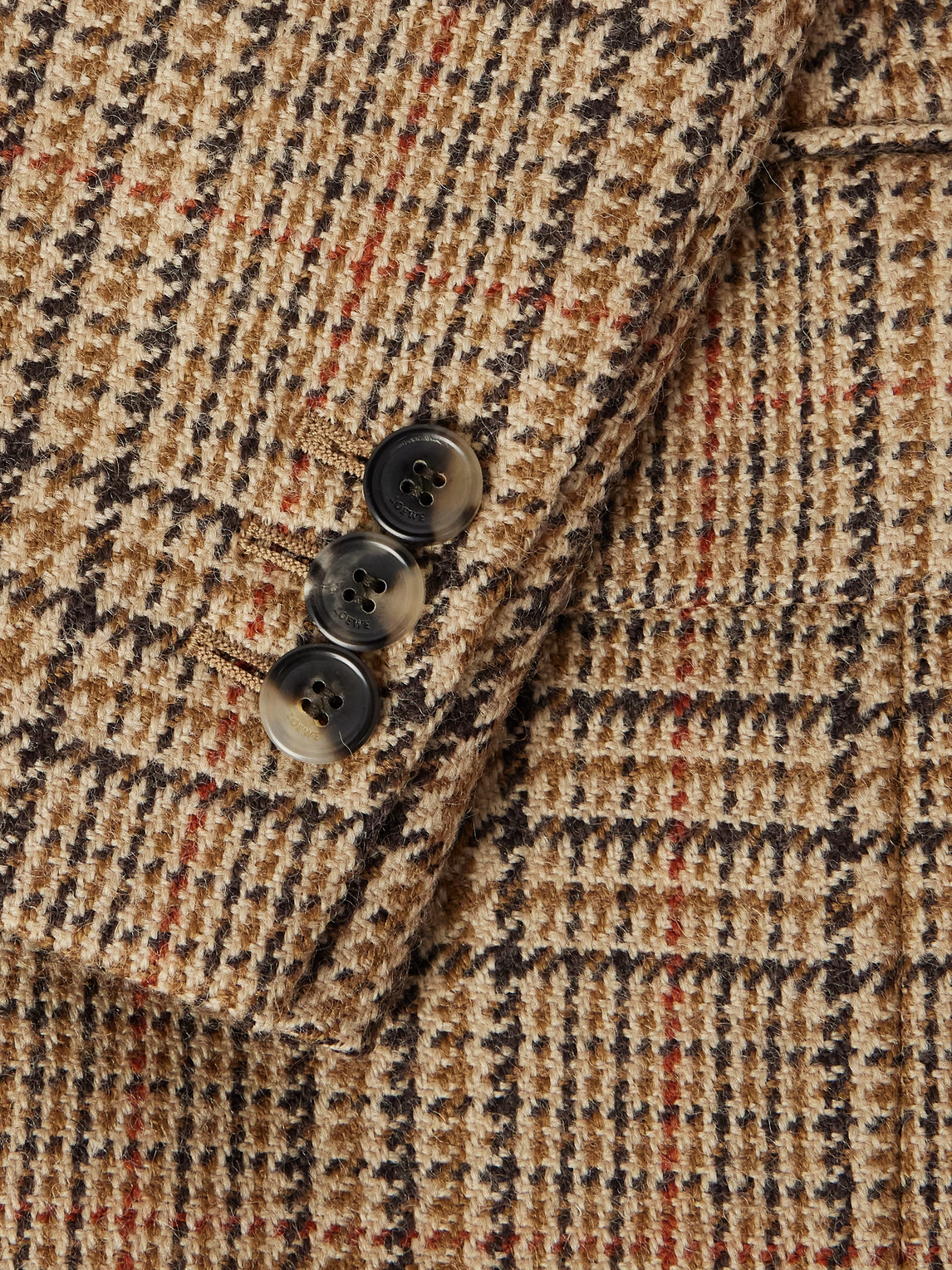 Loewe Prince Of Wales Checked Wool-tweed Blazer In Neutral