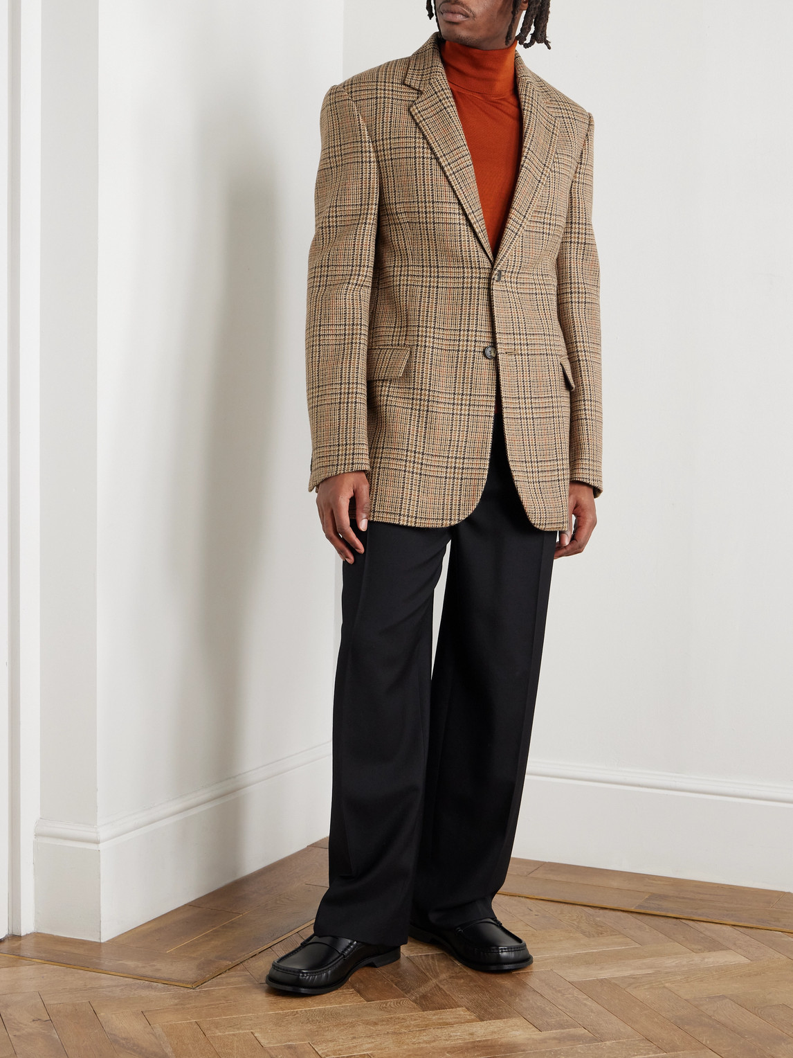 Loewe Prince Of Wales Checked Wool-tweed Blazer In Neutral