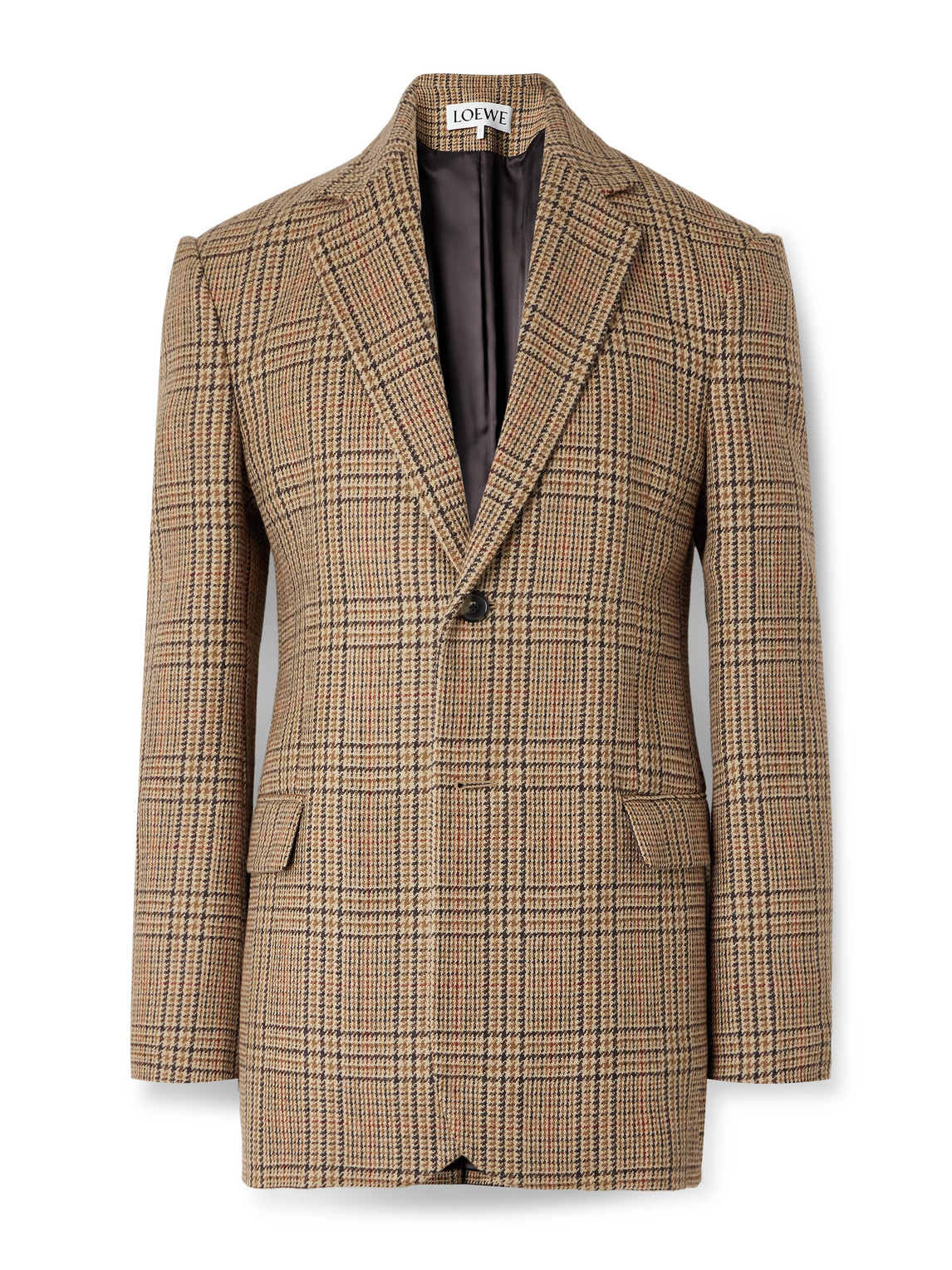 Loewe Prince Of Wales Checked Wool-tweed Blazer In Neutral