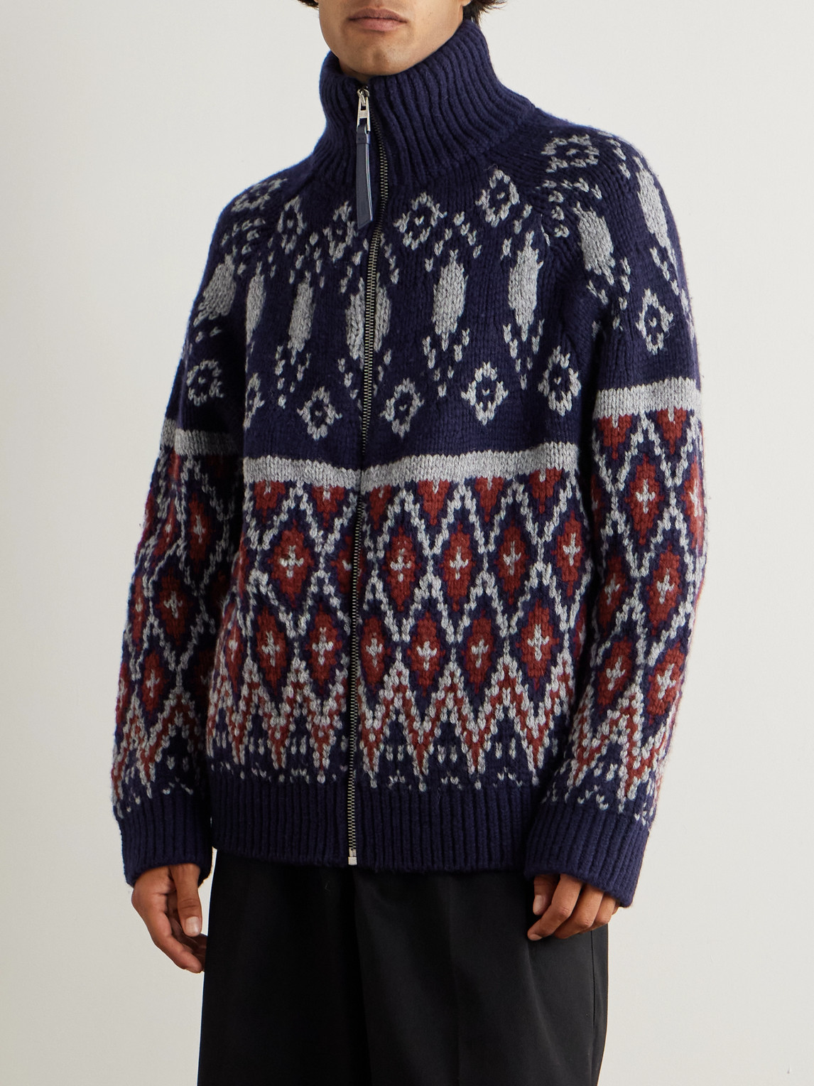 Loewe Fair Isle Wool-blend Jacquard Zip-up Cardigan In Multi