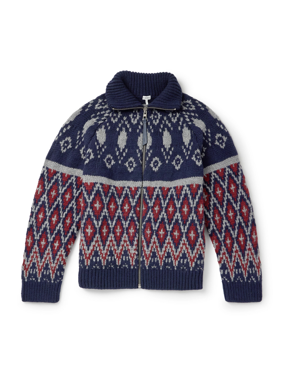 Loewe Fair Isle Wool-blend Jacquard Zip-up Cardigan In Multi