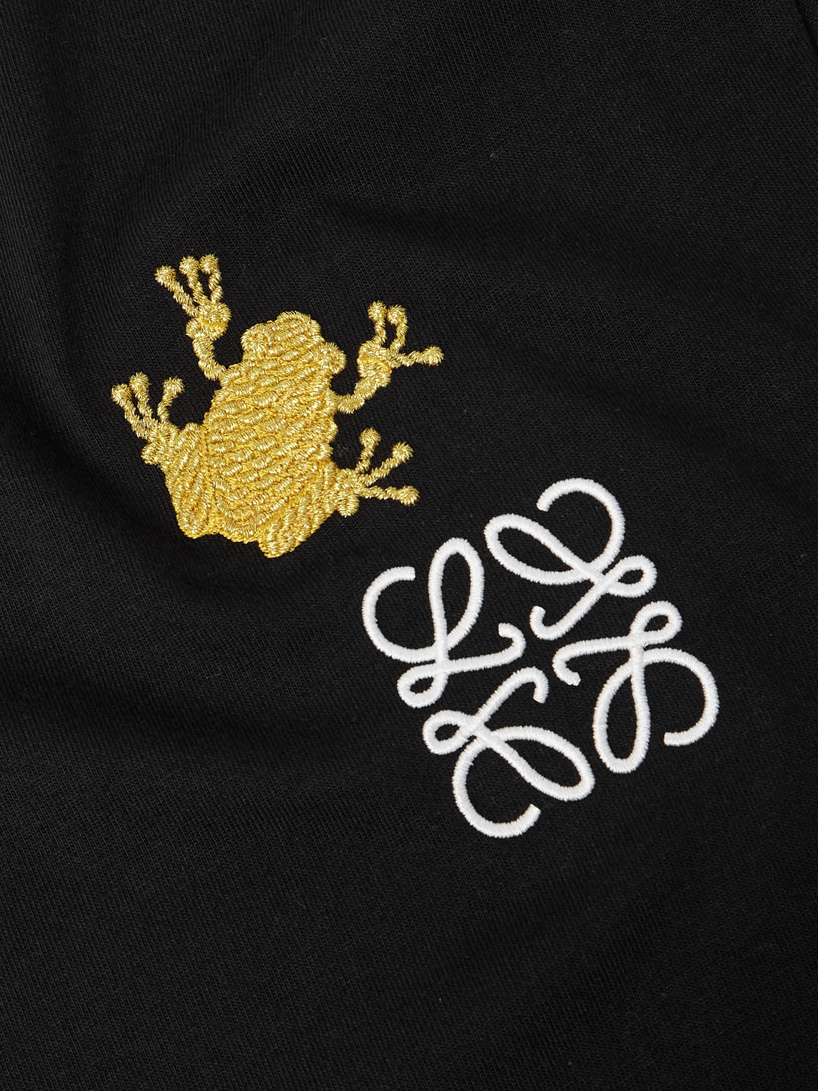 Loewe Frog-logo Embroidered T-shirt In Black