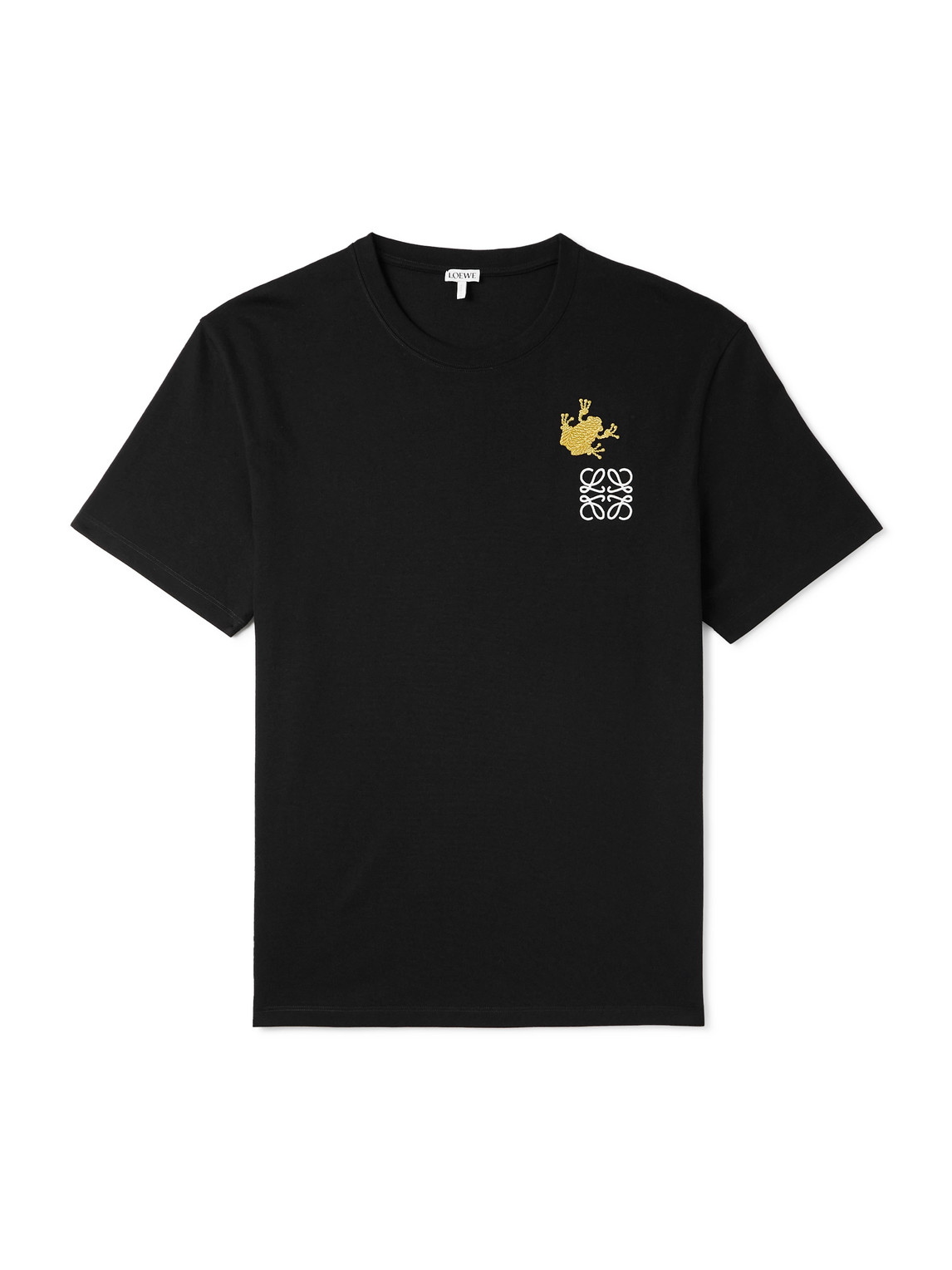 Loewe Logo-embroidered Appliquéd Stretch-cotton Jersey T-shirt In Black