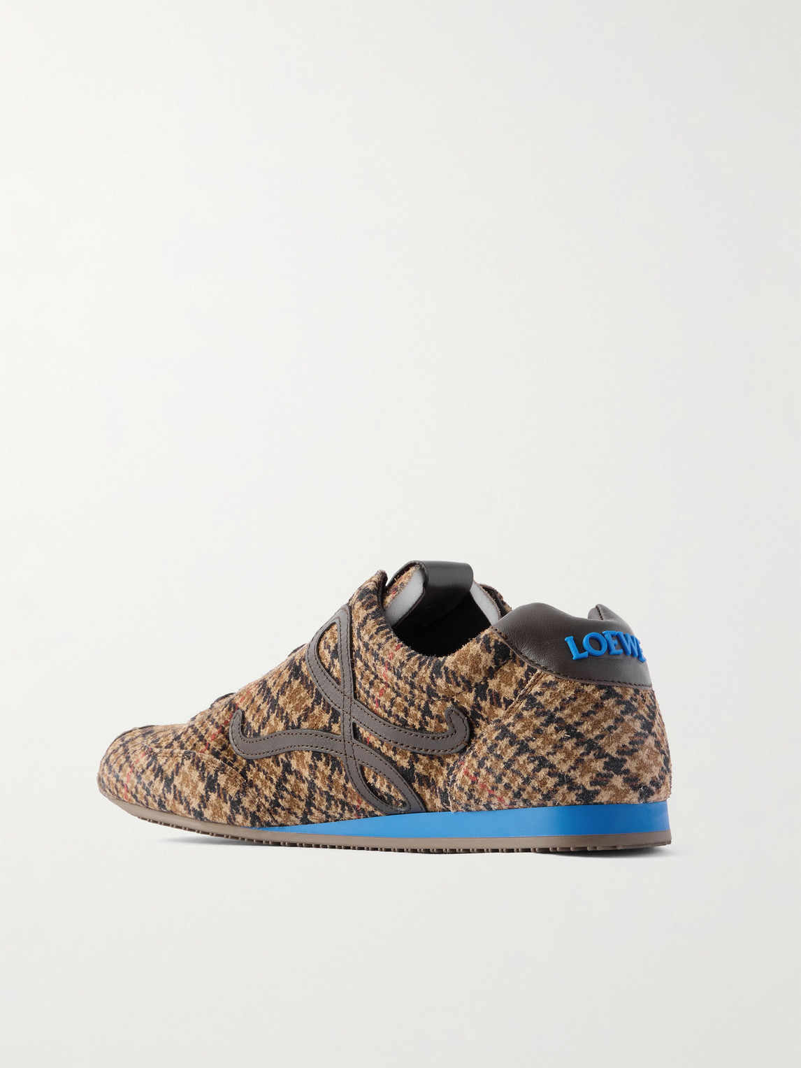 Loewe Ballet Runner 2.0 Leather-trimmed Checked Wool Sneakers In Brown