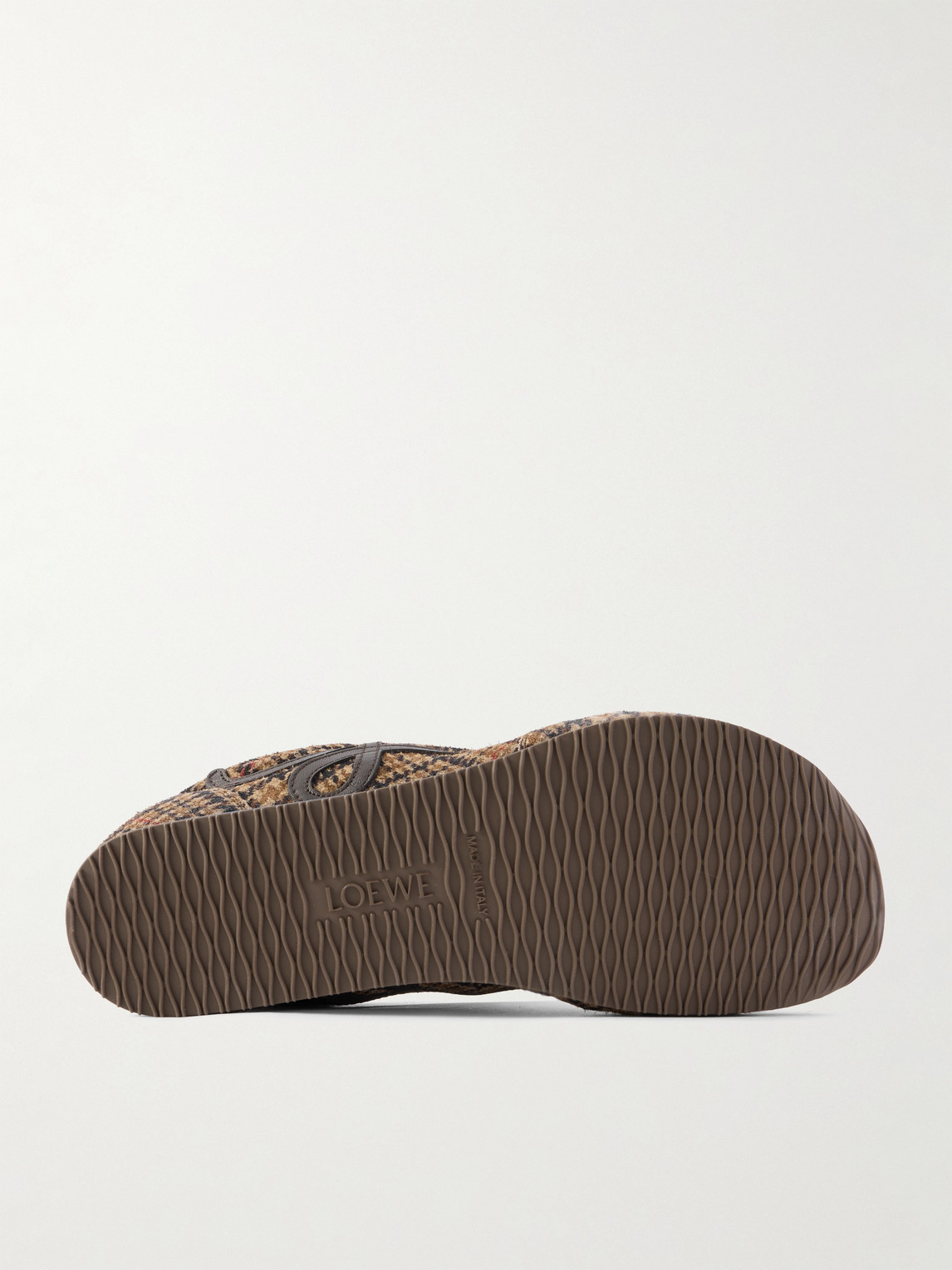 Loewe Ballet Runner 2.0 Leather-trimmed Checked Wool Sneakers In Brown