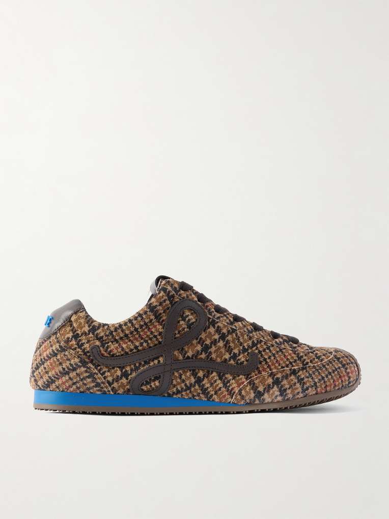 Loewe — Ballet Runner 2.0 Leather-Trimmed Checked Wool Sneakers