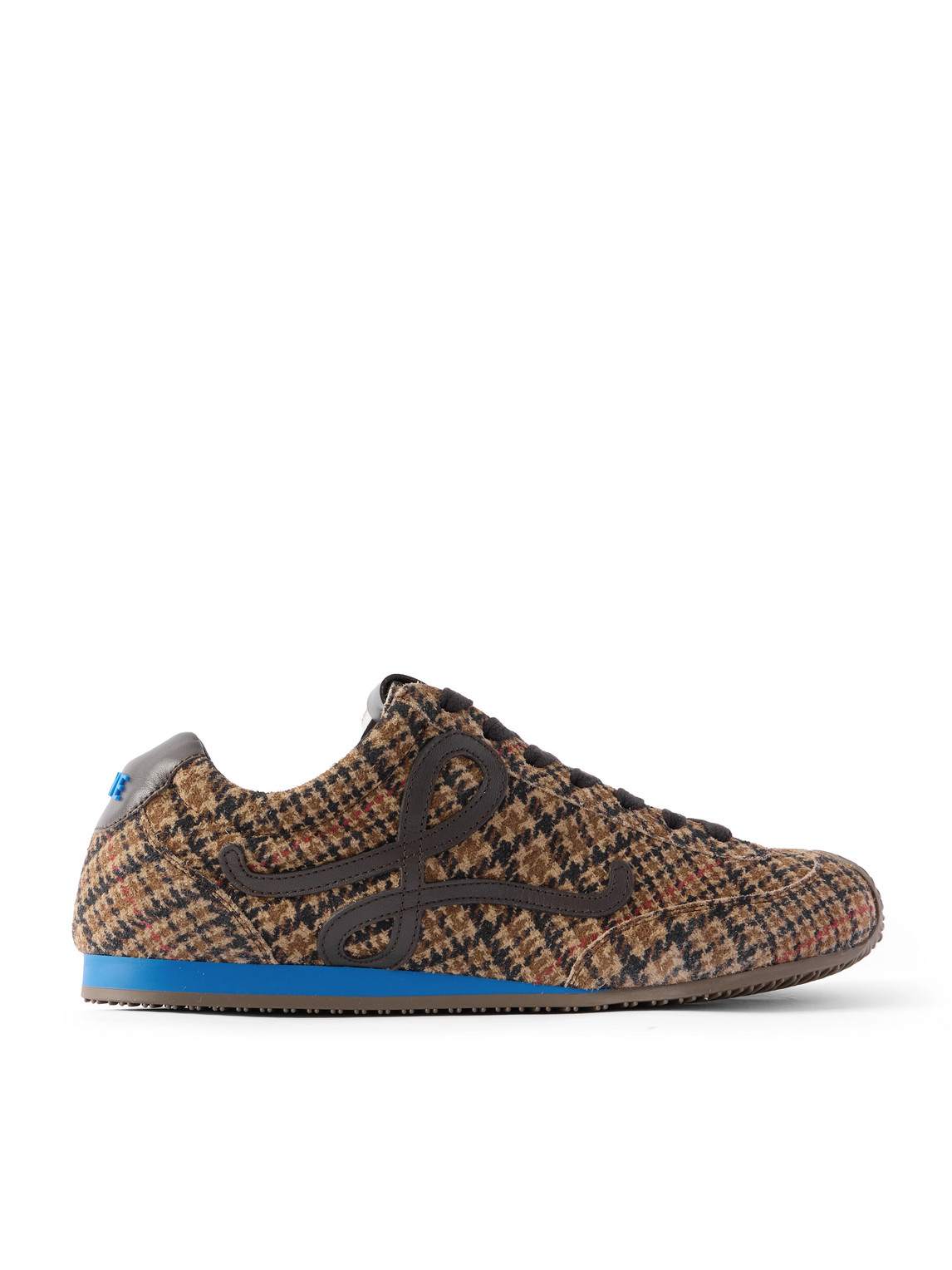 Loewe Ballet Runner 2.0 Leather-trimmed Checked Wool Sneakers In Brown