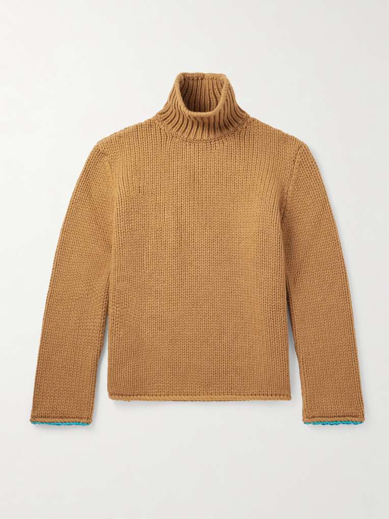 Loewe — Suede-Trimmed Wool Rollneck Sweater