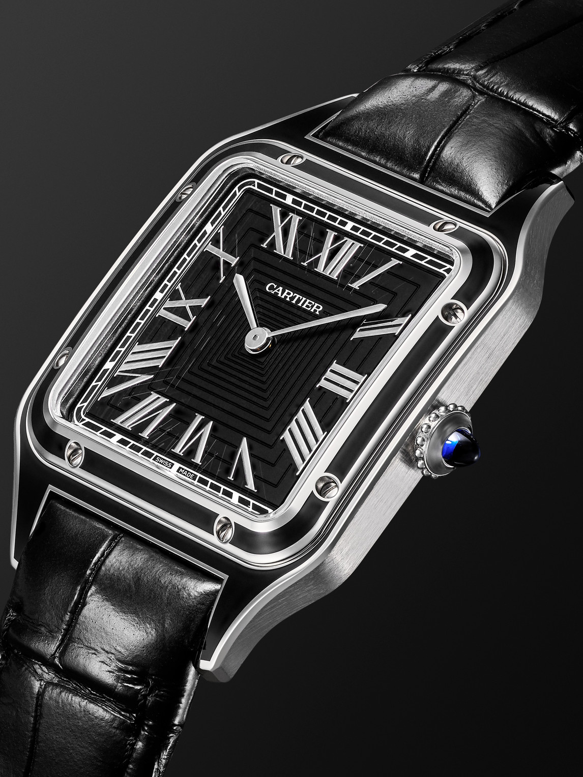  Cartier - Santos-dumont Large Automatic 43.5mm Stainless Steel And Alligator Watch, Ref. No. Crwssa0046 - Men - Black 