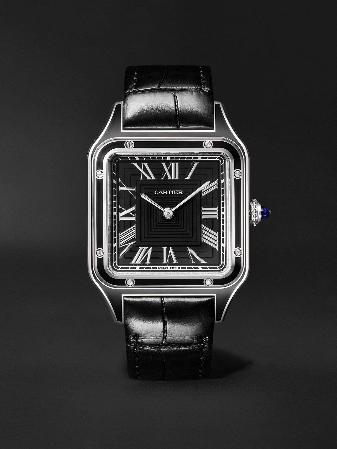 Cartier – Santos-Dumont Large Automatic 43.5mm Stainless Steel and Alligator Watch, Ref. No. CRWSSA0046