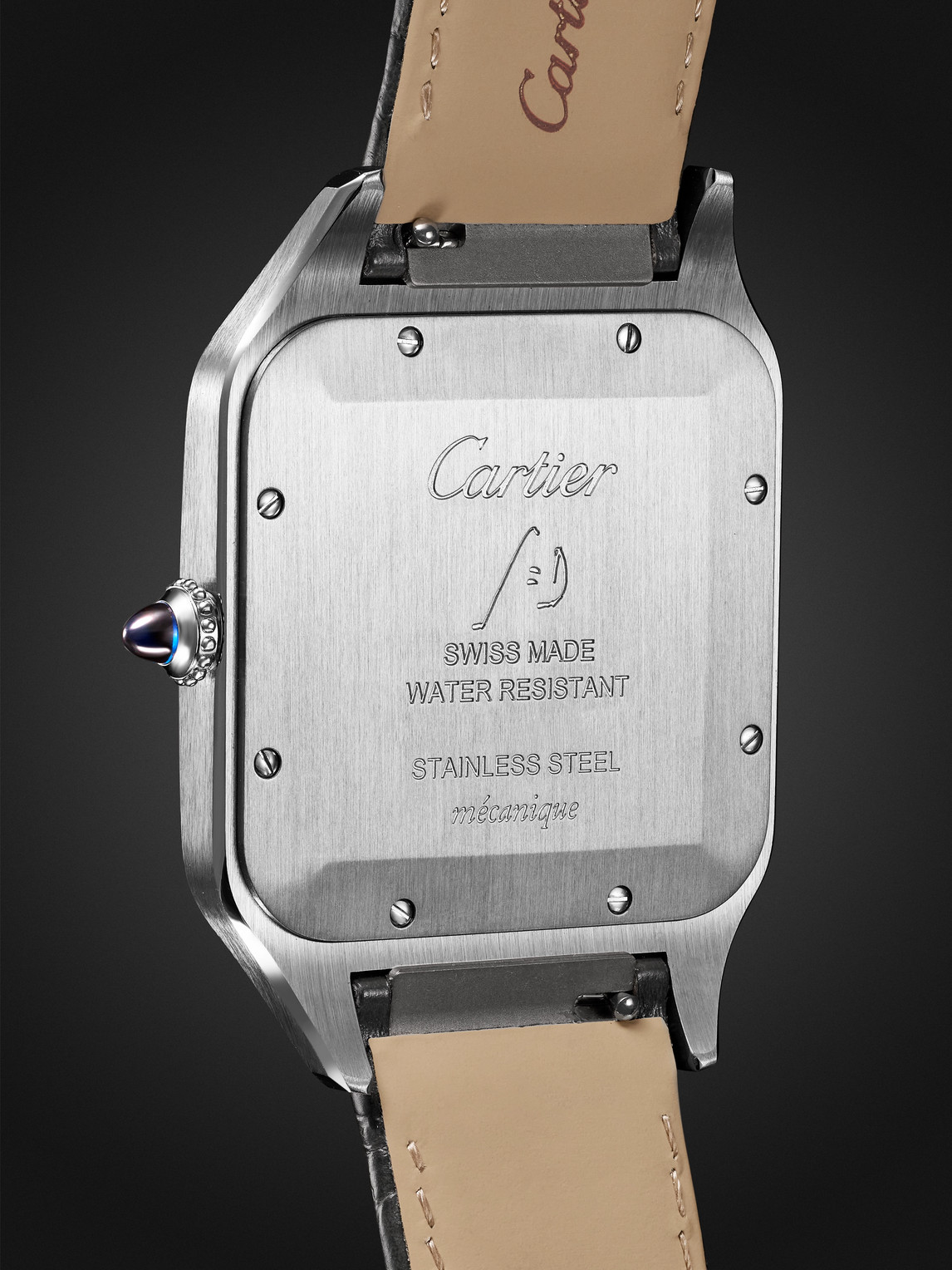  Cartier - Santos-dumont Extra-large Hand-wound 46.6mm 18-karat Gold, Stainless Steel And Alligator Watch, Ref. No. W2sa0034 - Men - Silver 