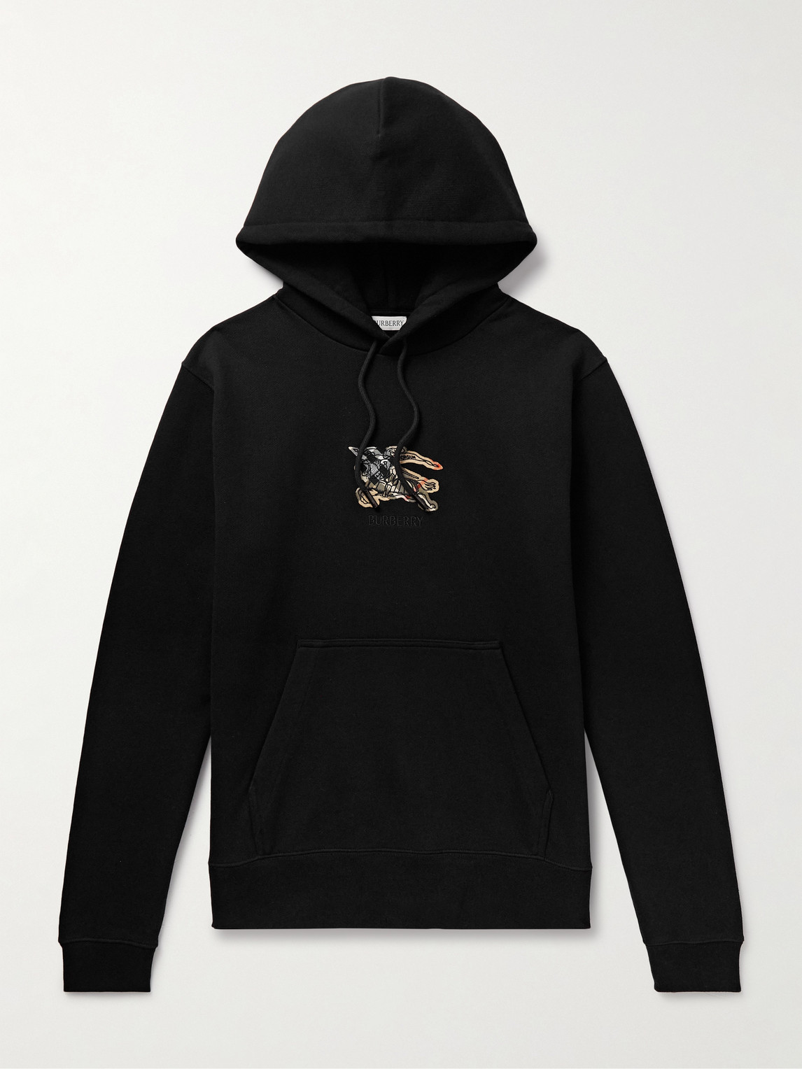 Burberry Logo-Embroidered Appliquéd Cotton-Jersey Hoodie - Men