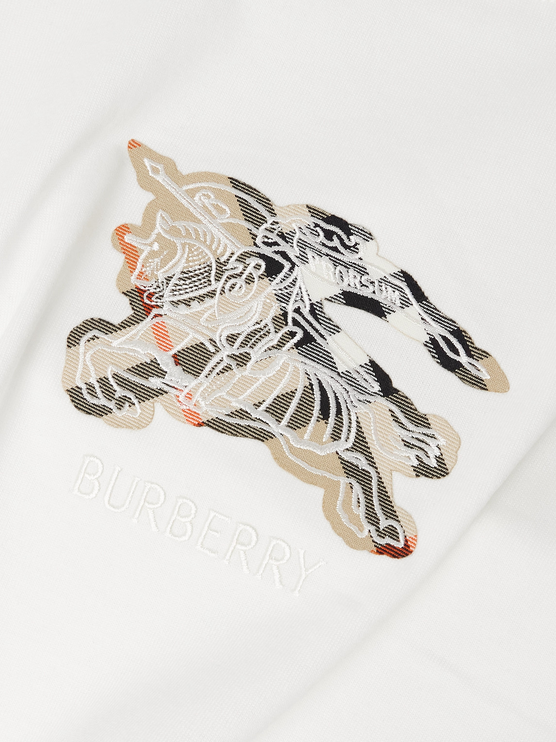 Burberry Equestrian Knight Design Cotton T-shirt In White